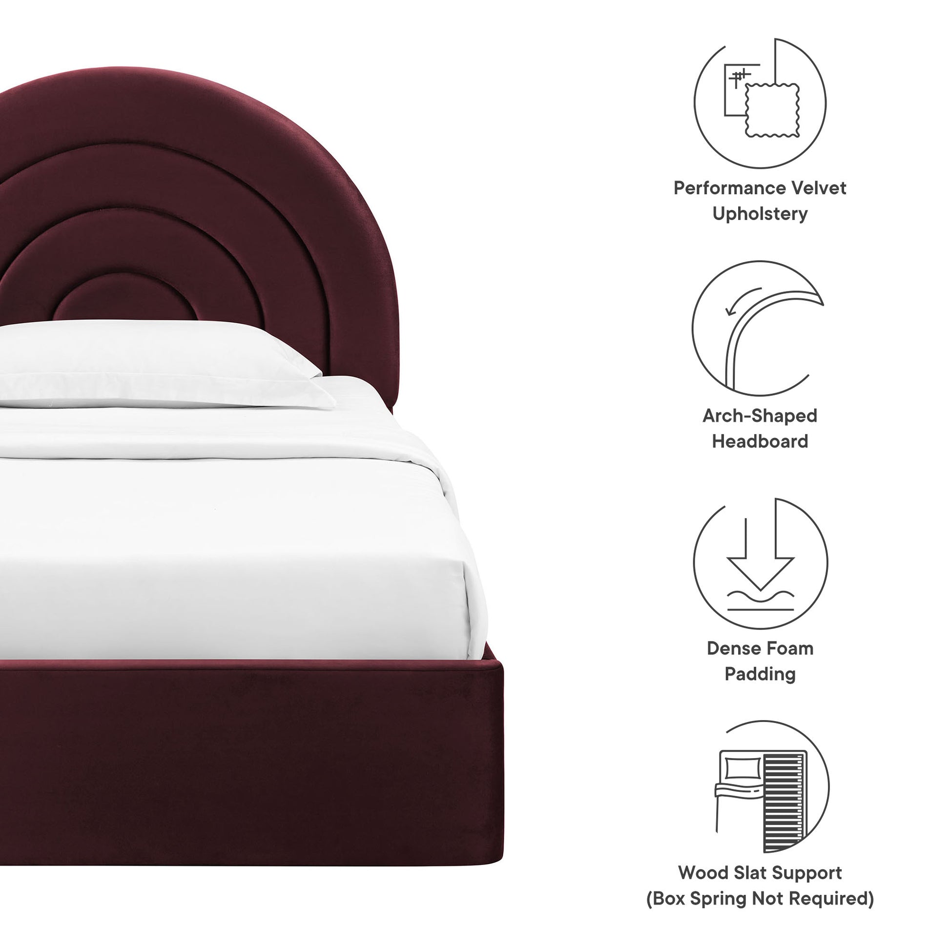 Solana Arched Performance Velvet Twin Platform Bed by Modway | Beds | Modishstore - 35