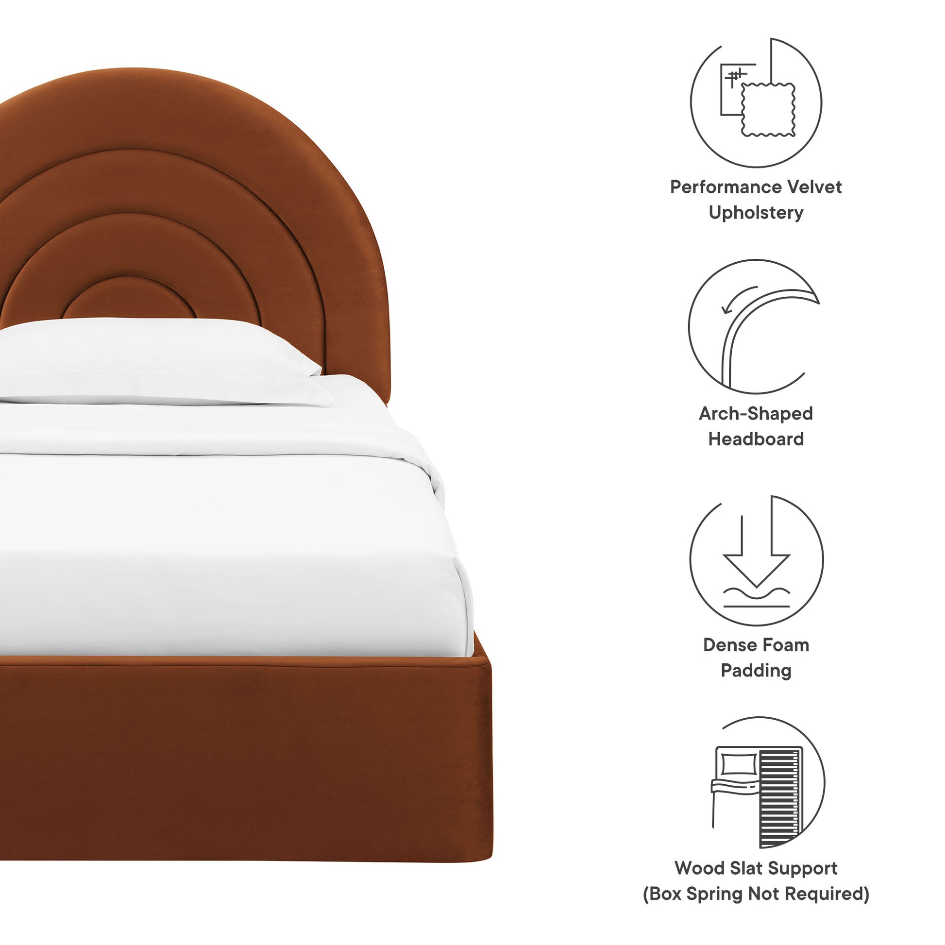 Solana Arched Performance Velvet Twin Platform Bed by Modway | Beds | Modishstore - 44