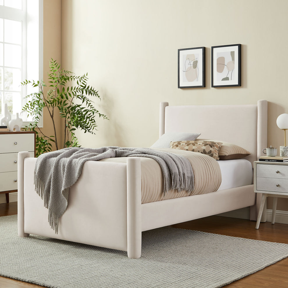 Rael Performance Velvet Twin Platform Bed by Modway | Beds | Modishstore - 1