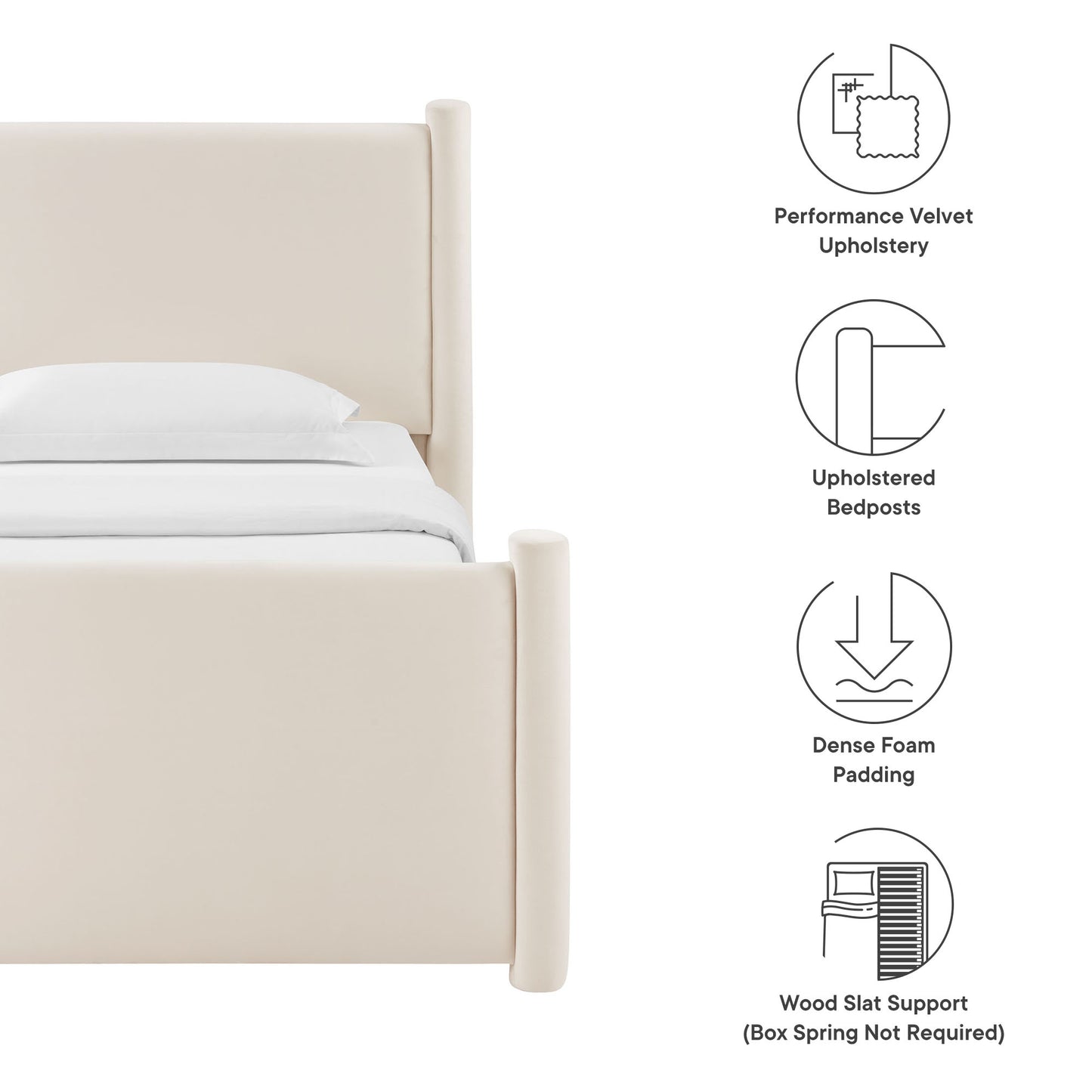 Rael Performance Velvet Twin Platform Bed by Modway | Beds | Modishstore - 8