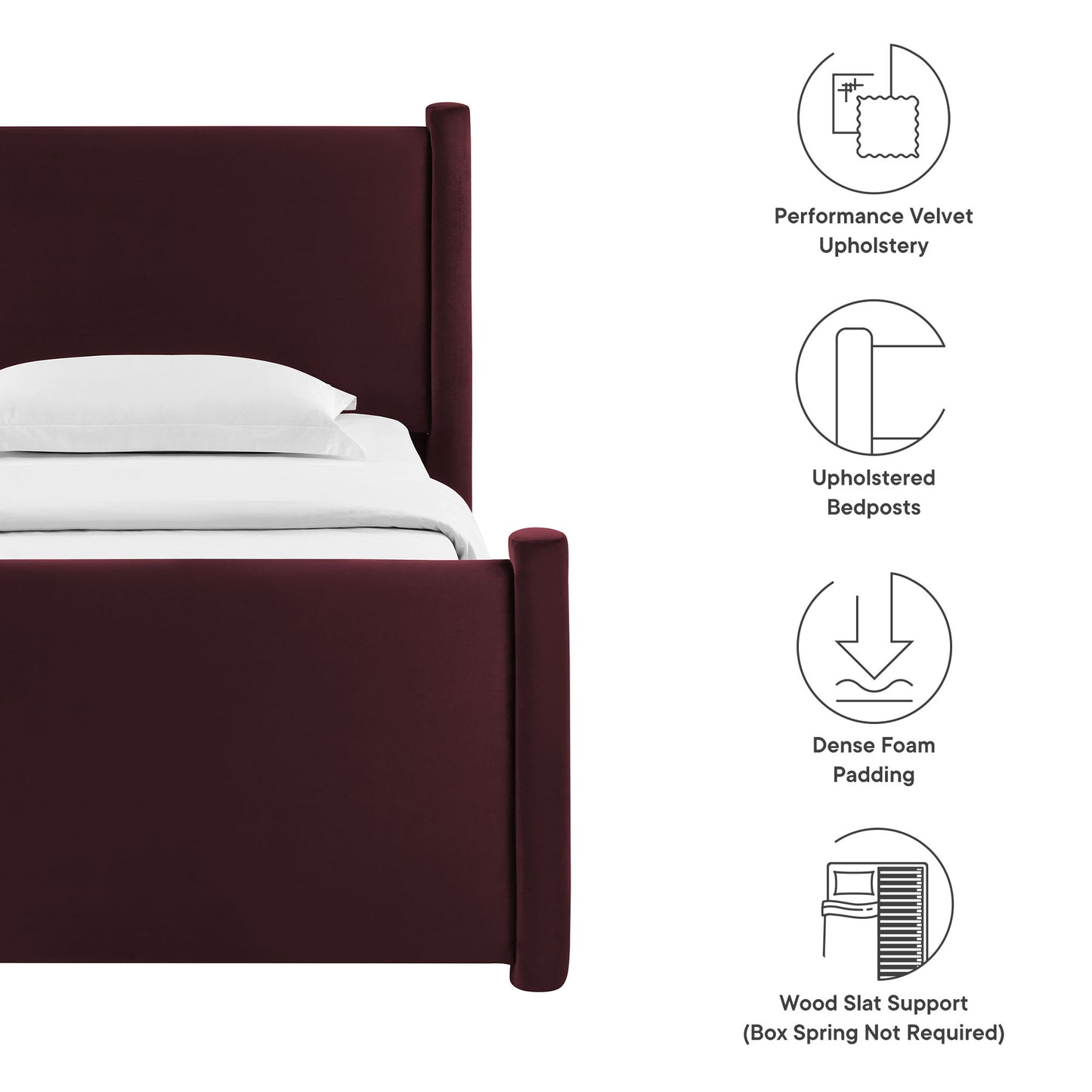 Rael Performance Velvet Twin Platform Bed by Modway | Beds | Modishstore - 26