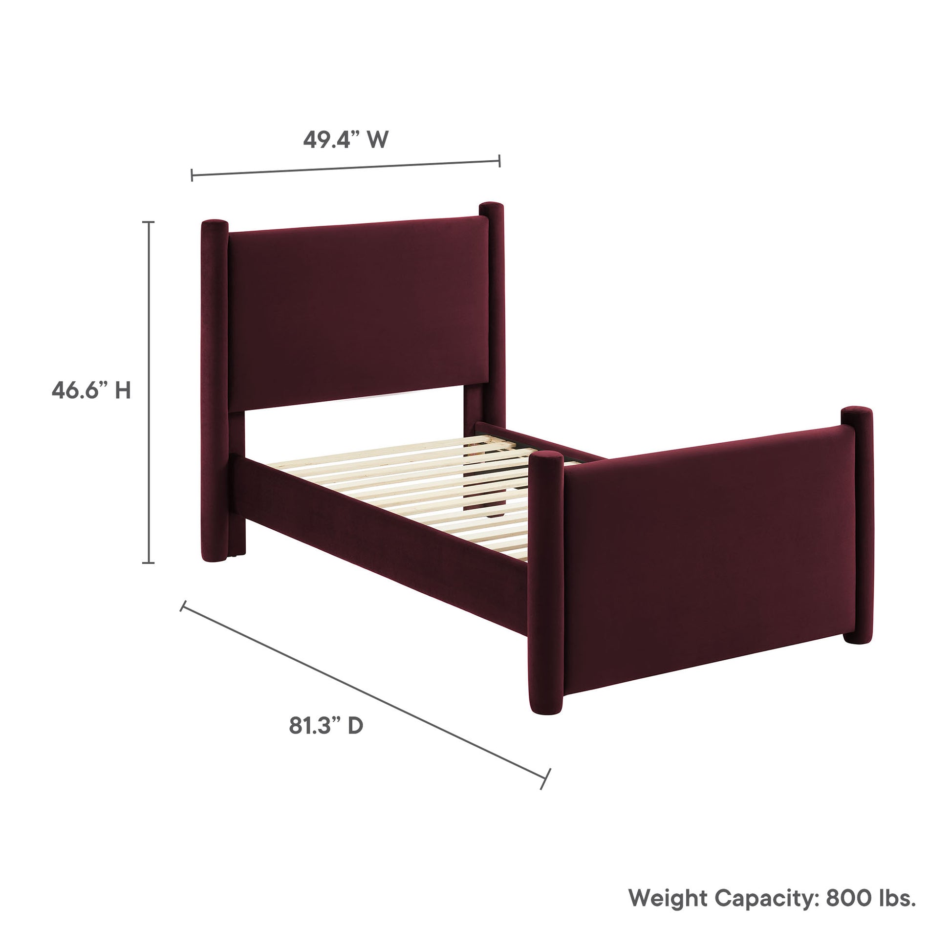 Rael Performance Velvet Twin Platform Bed by Modway | Beds | Modishstore - 27