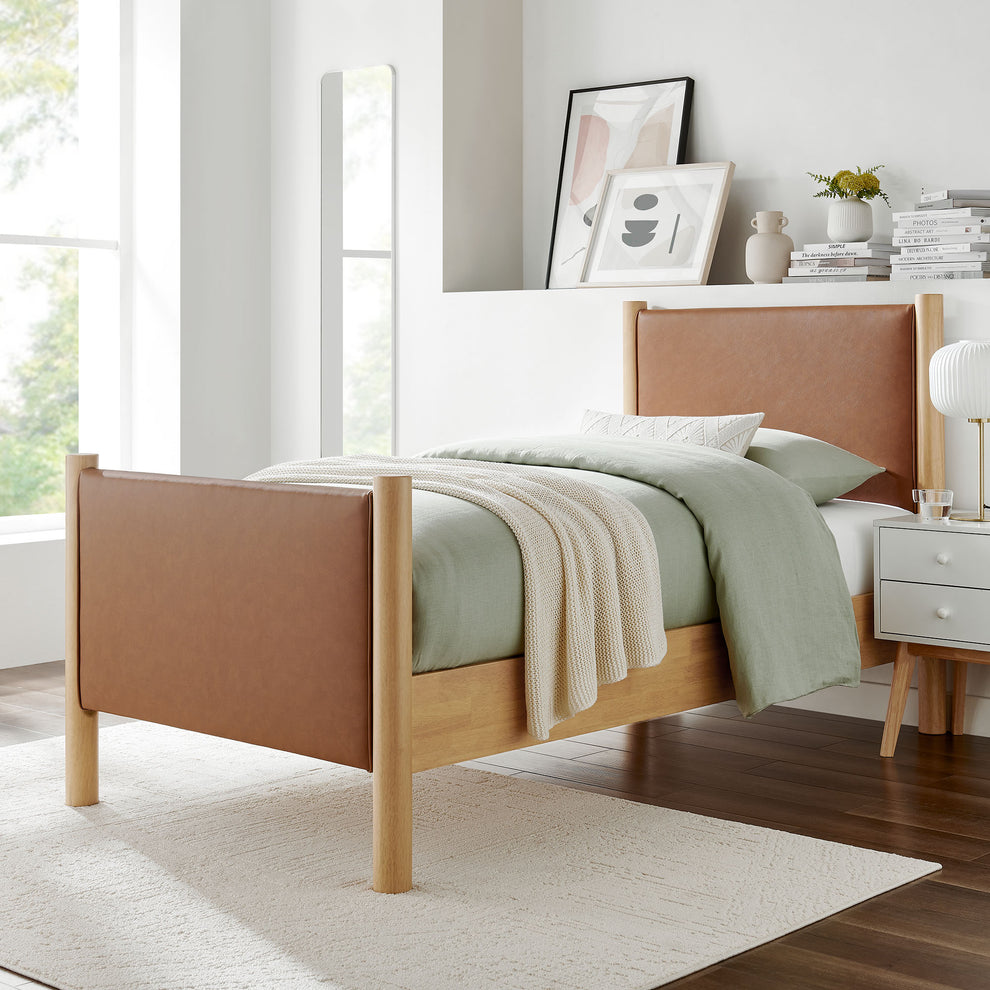 Maven Twin Size Vegan Leather Upholstered Platform Bed by Modway | Beds | Modishstore - 1