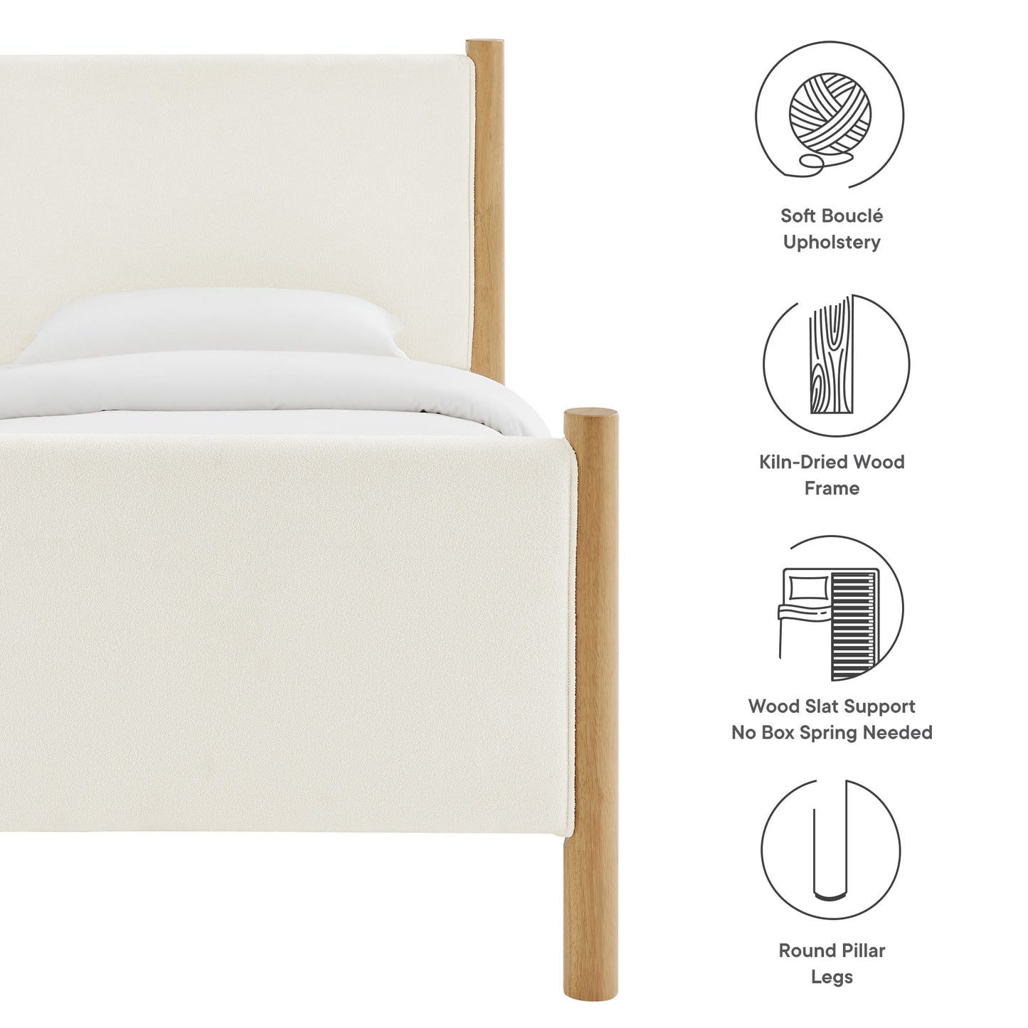 Maven Twin Size Boucle Upholstered Platform Bed by Modway | Beds | Modishstore - 8