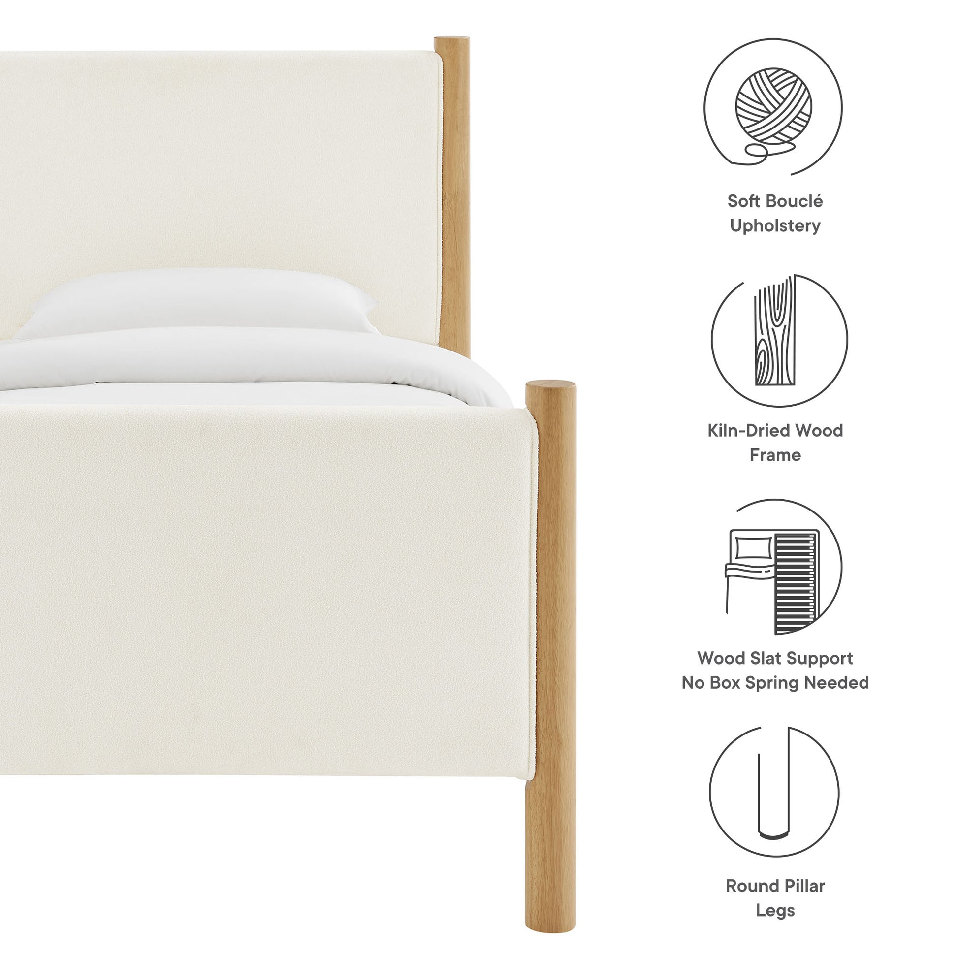 Maven Twin Size Boucle Upholstered Platform Bed by Modway | Beds | Modishstore - 8