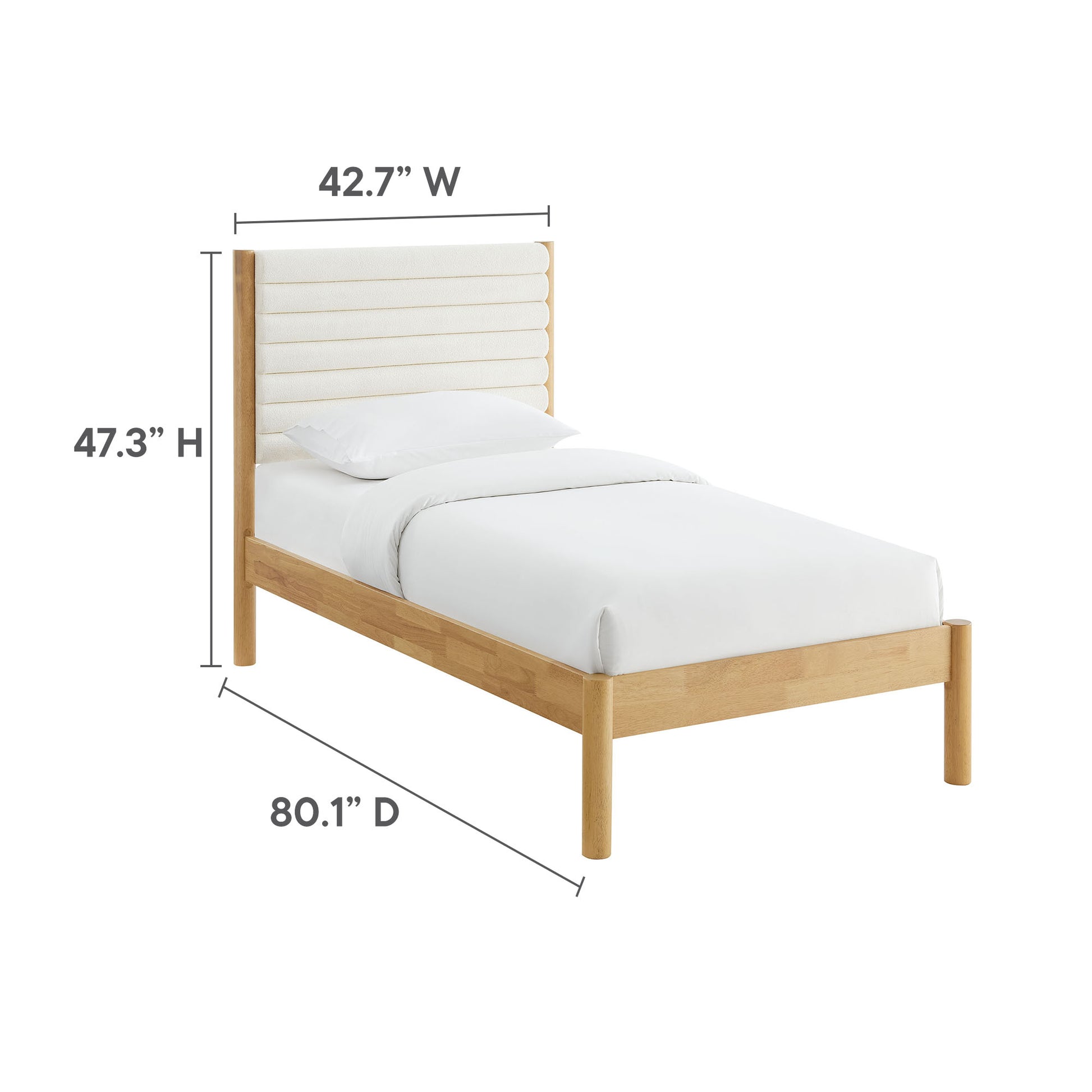 Olea Channel Tufted Boucle Solid Wood Twin Platform Bed by Modway | Beds | Modishstore - 10