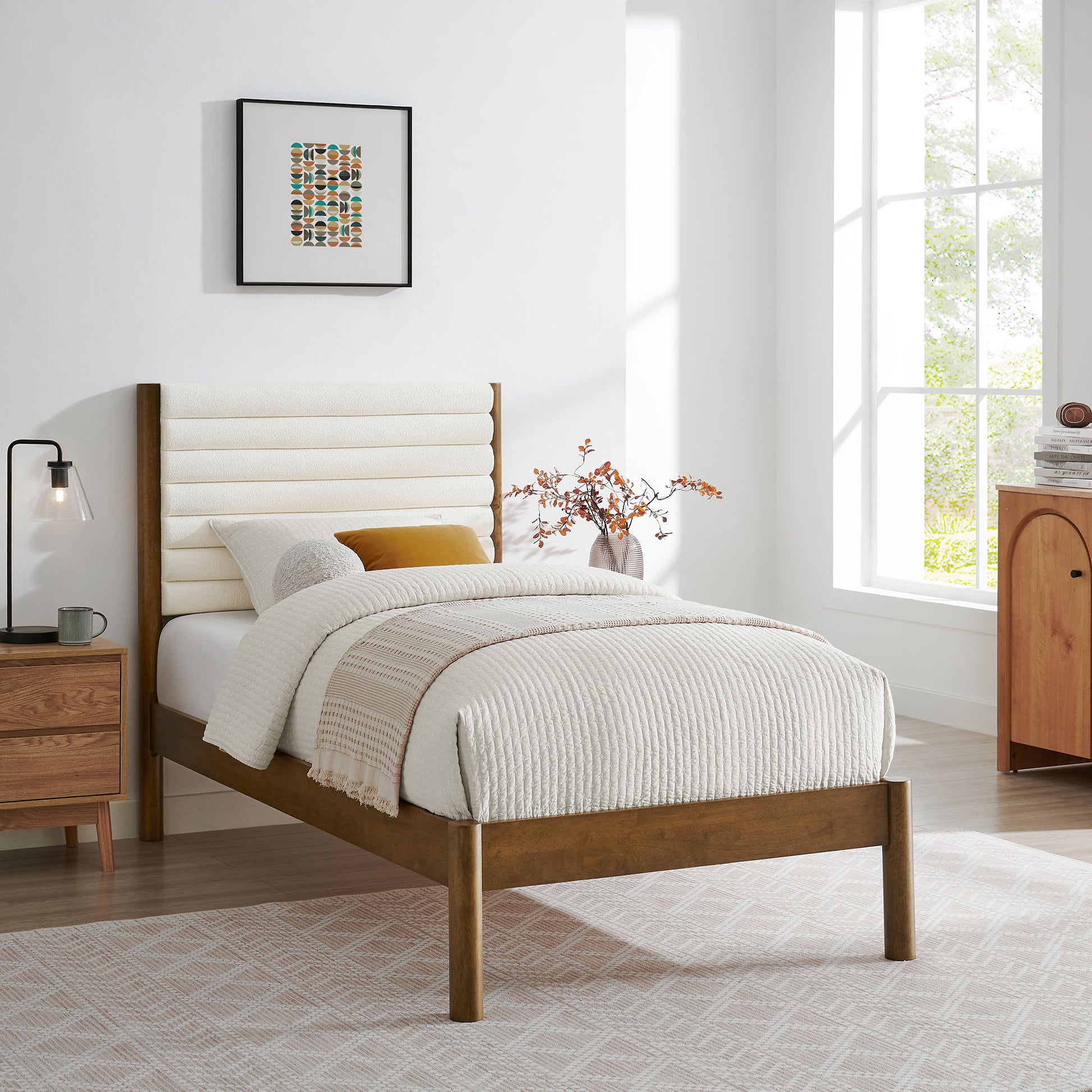 Olea Channel Tufted Boucle Solid Wood Twin Platform Bed by Modway | Beds | Modishstore - 18