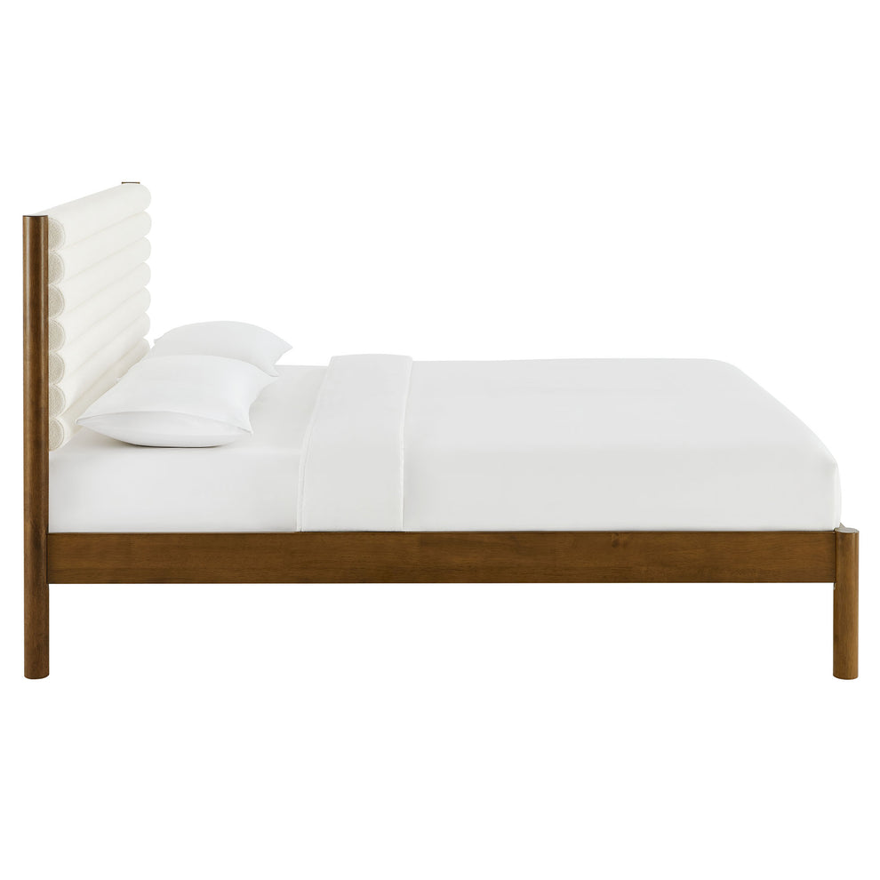 Olea Channel Tufted Boucle Solid Wood Queen Platform Bed by Modway | Beds | Modishstore - 12