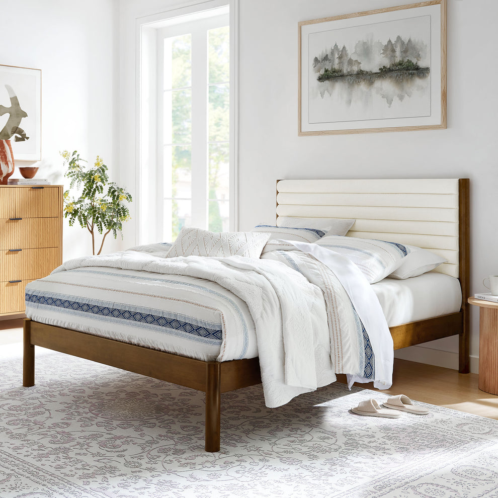 Olea Channel Tufted Boucle Solid Wood Queen Platform Bed by Modway | Beds | Modishstore - 16