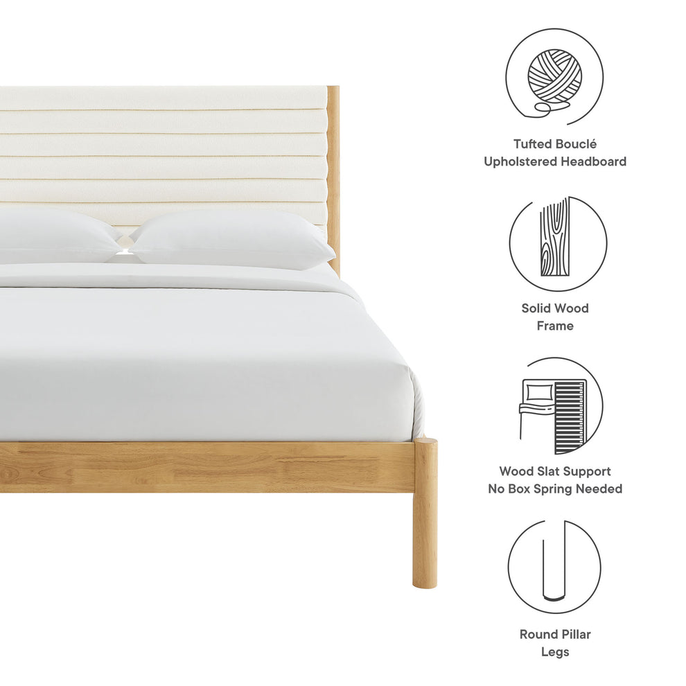 Olea Channel Tufted Boucle Solid Wood King Platform Bed by Modway | Beds | Modishstore - 8