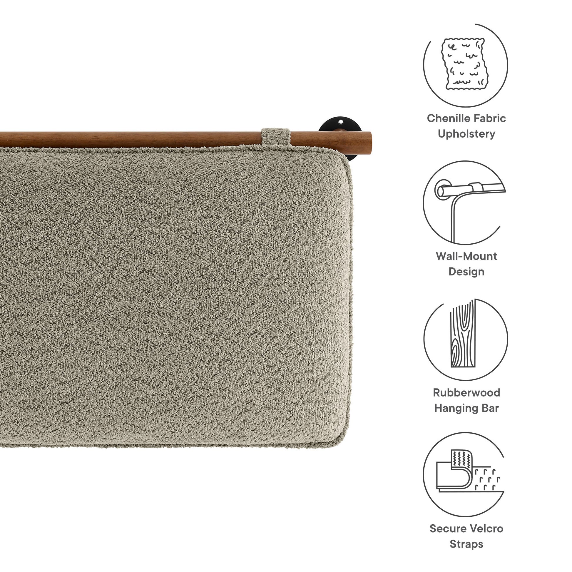 Anela Wall-Mounted Chenille Upholstered Twin Headboard by Modway | Headboards | Modishstore - 23