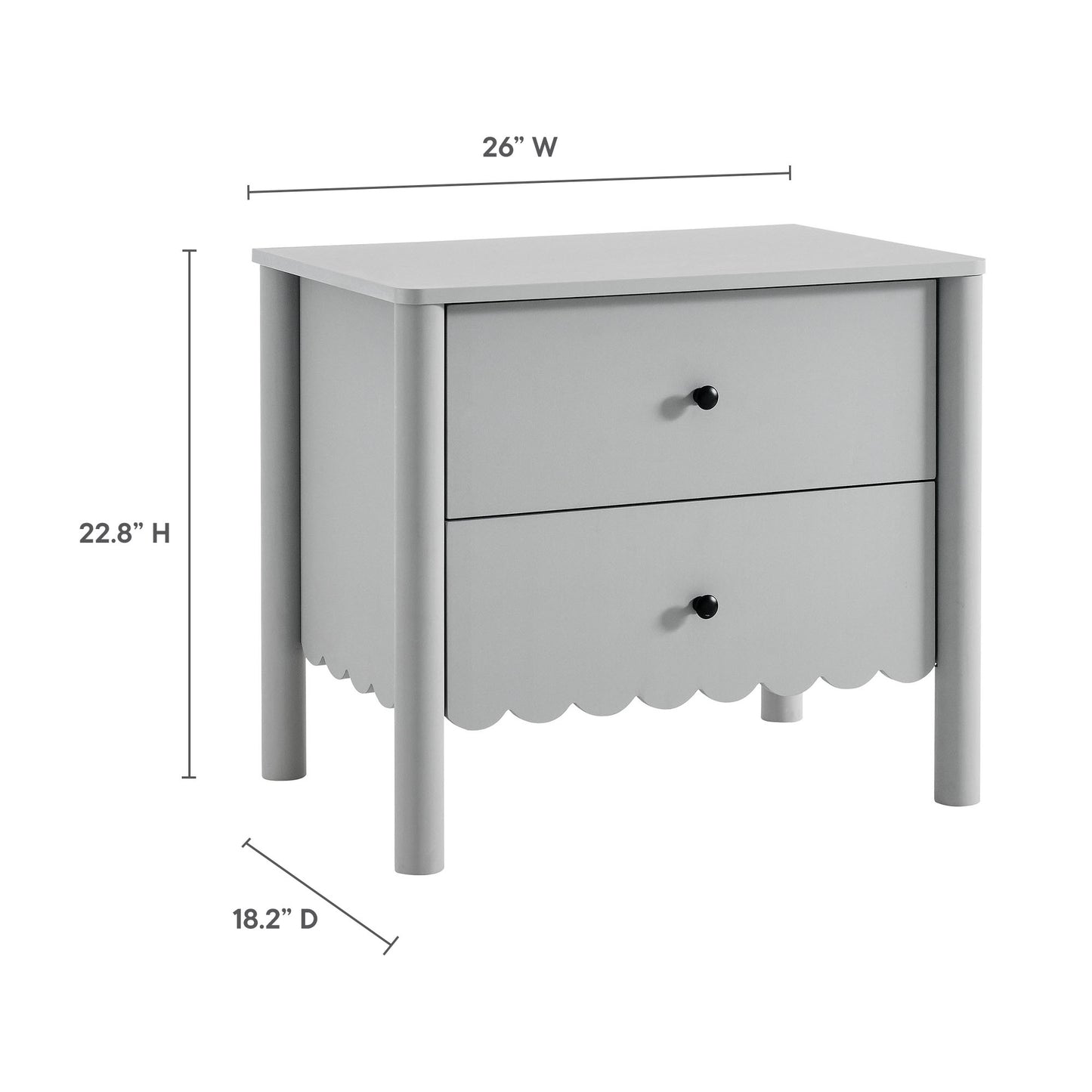 Emmeline Scalloped 2-Drawer Nightstand by Modway | Drawers | Modishstore - 9