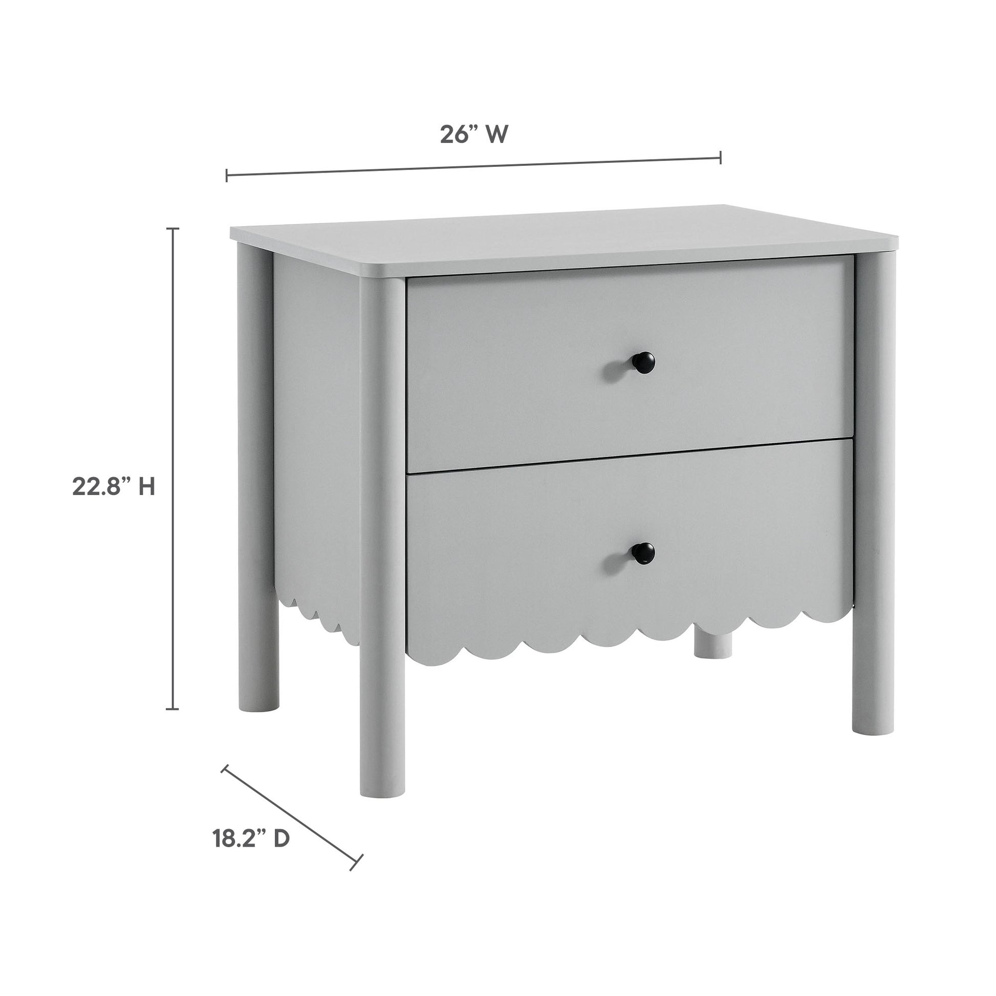 Emmeline Scalloped 2-Drawer Nightstand by Modway | Drawers | Modishstore - 9