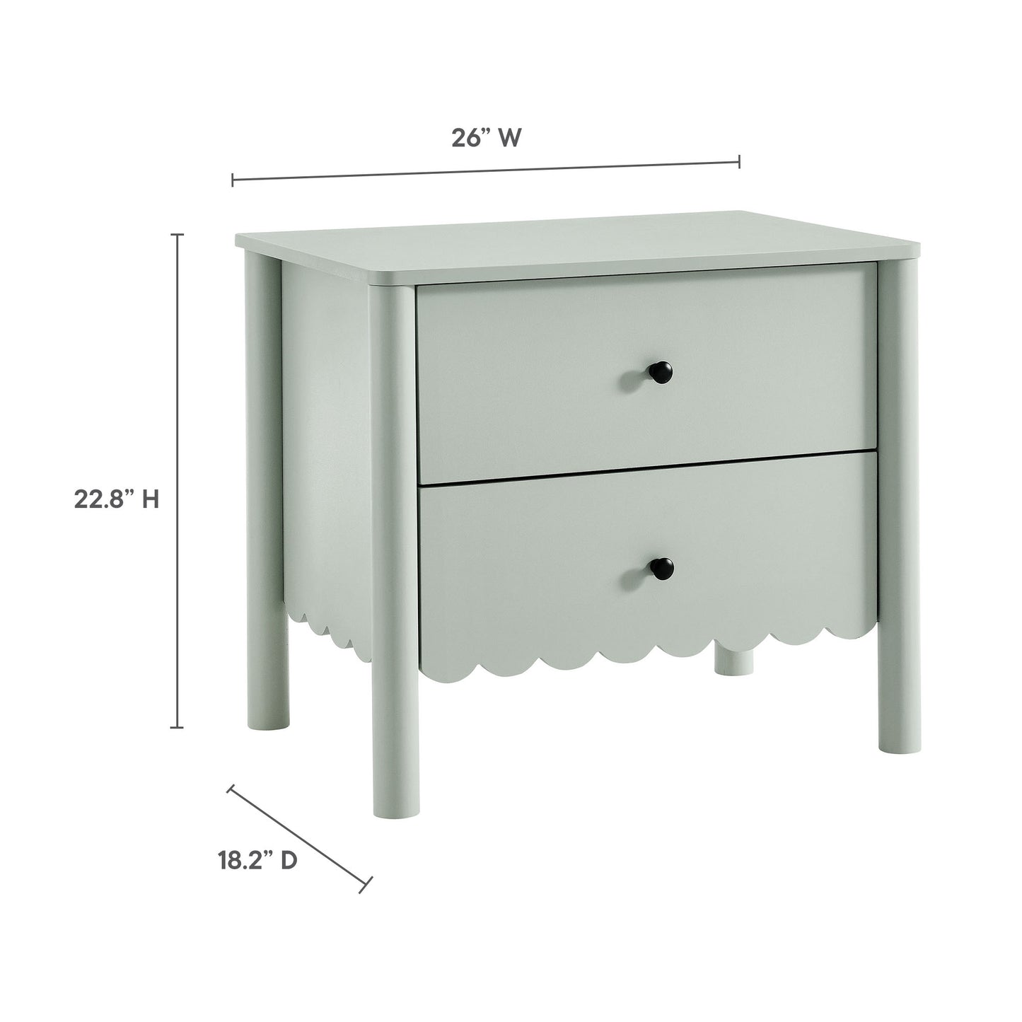Emmeline Scalloped 2-Drawer Nightstand by Modway | Drawers | Modishstore - 18