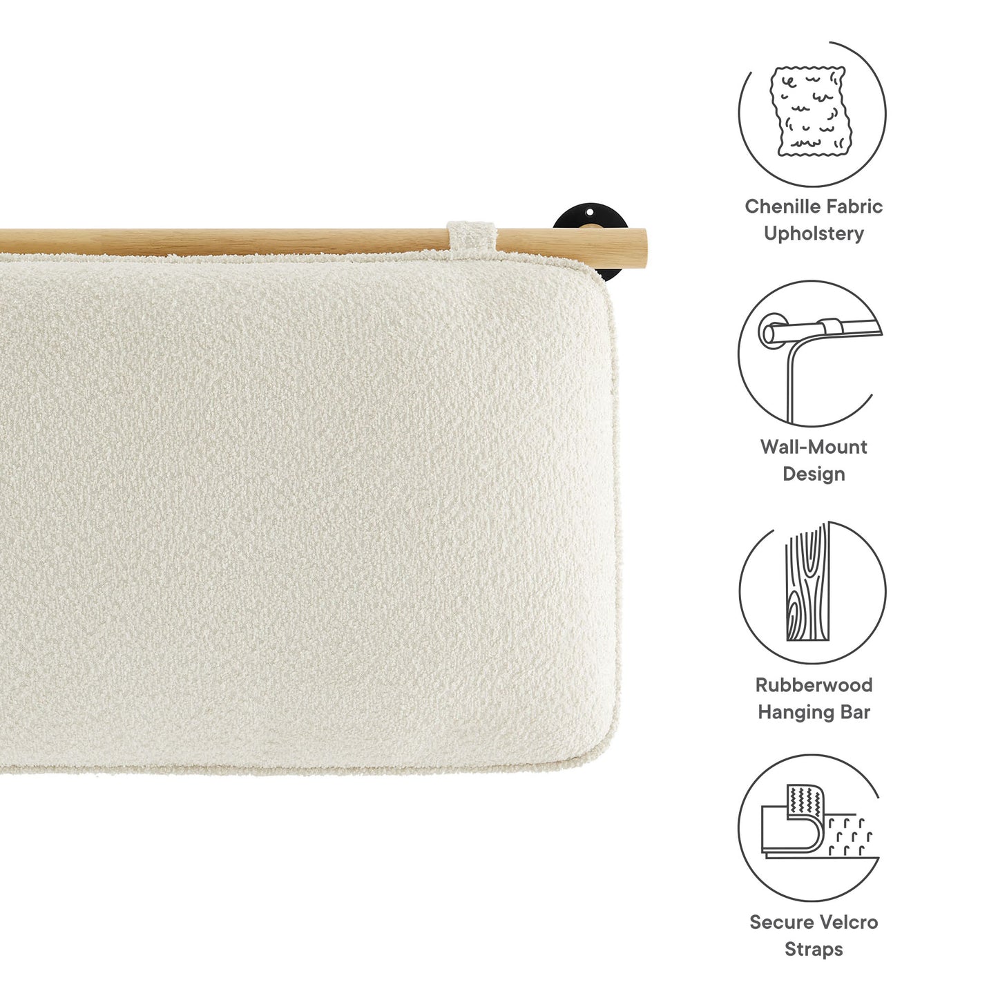 Anela Wall-Mounted Chenille Upholstered King Size Headboard by Modway | Headboards | Modishstore - 7