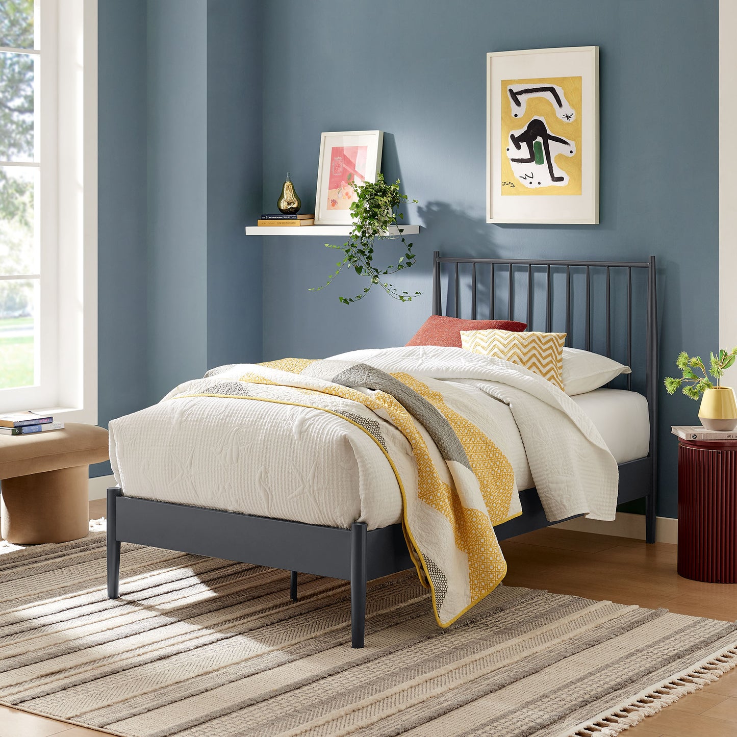 Adair Spindle Metal Twin Platform Bed by Modway | Beds | Modishstore - 1