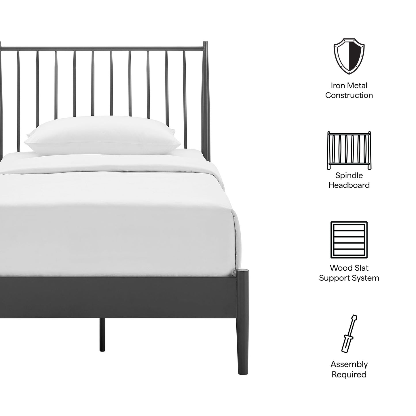 Adair Spindle Metal Twin Platform Bed by Modway | Beds | Modishstore - 8