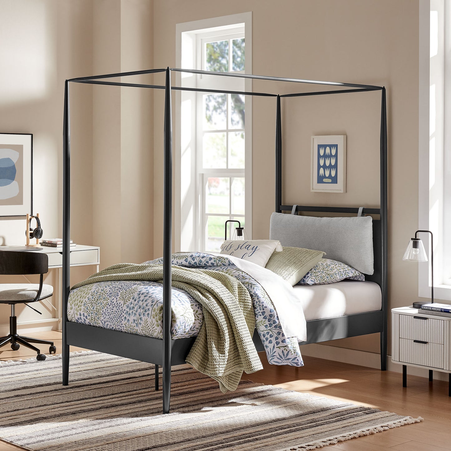 Marlowe 4-Poster Canopy Metal Twin Platform Bed by Modway | Beds | Modishstore - 1