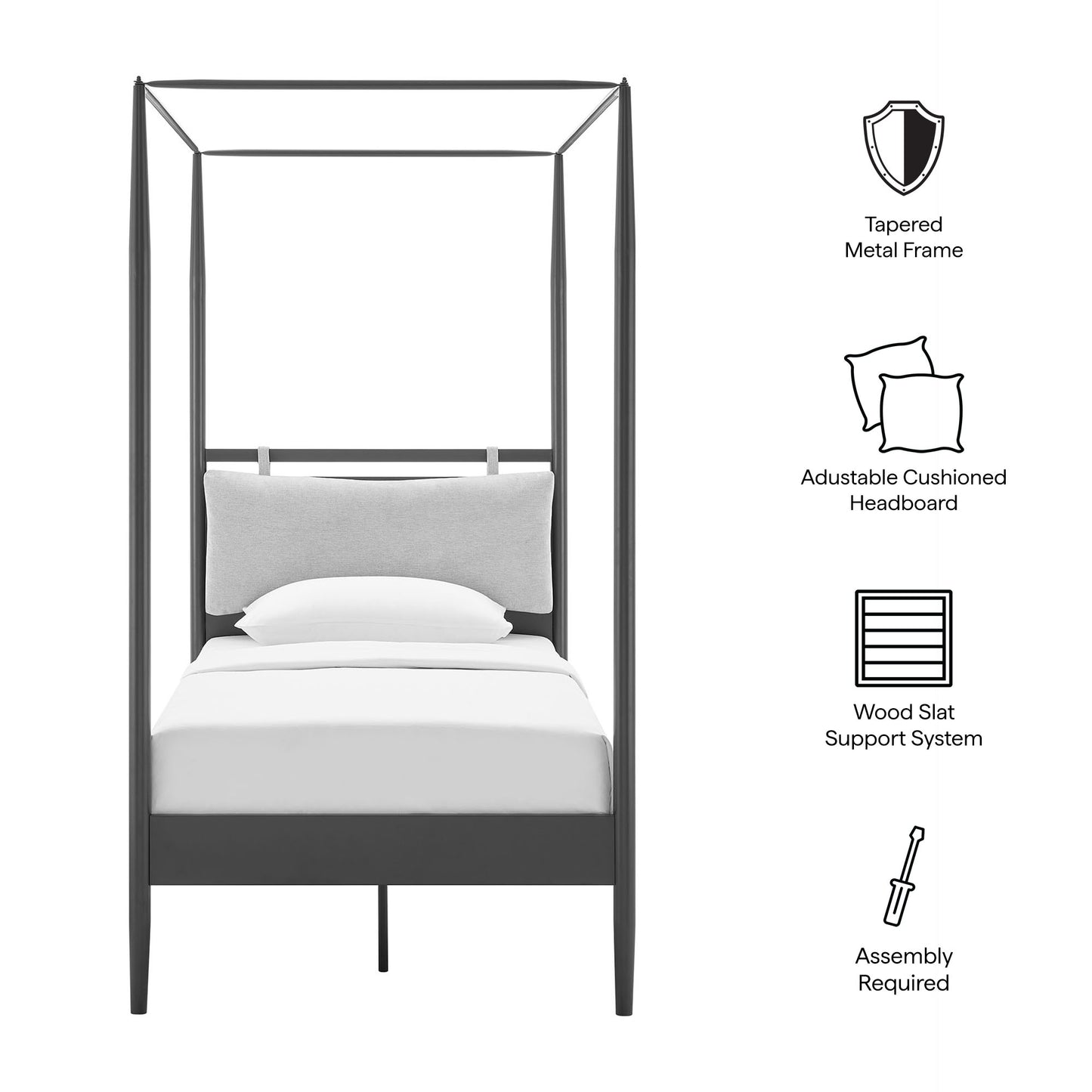 Marlowe 4-Poster Canopy Metal Twin Platform Bed by Modway | Beds | Modishstore - 9