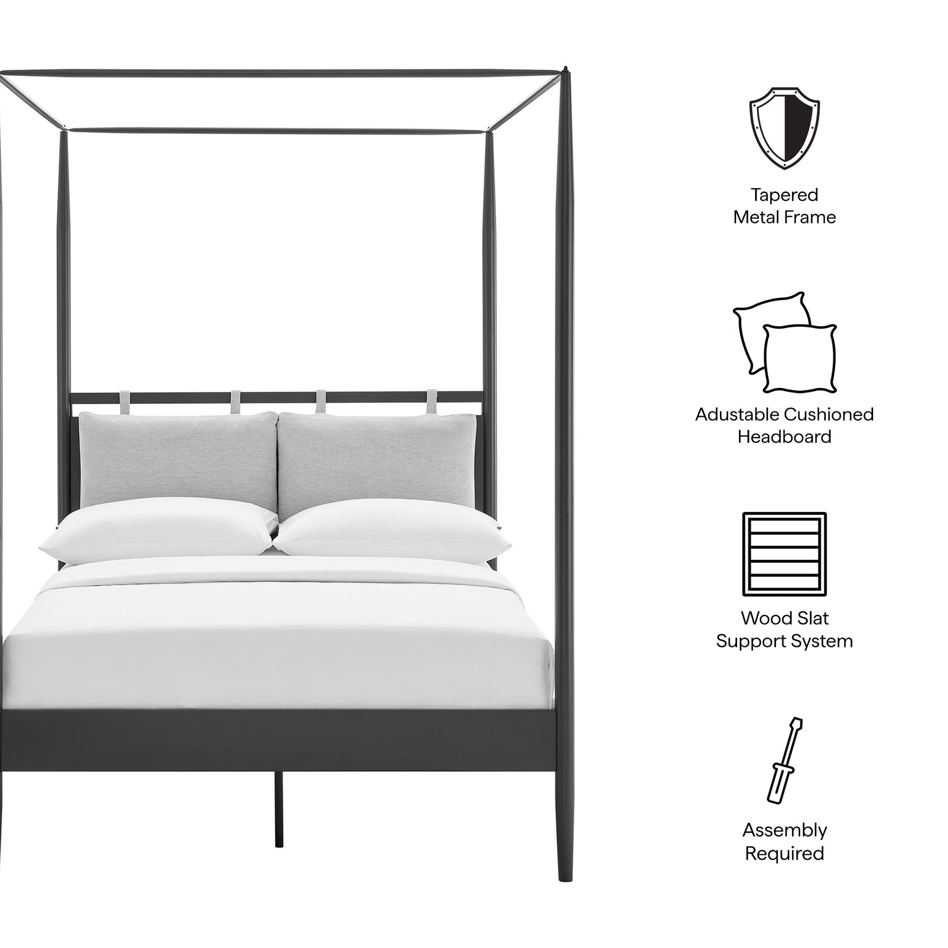 Marlowe 4-Poster Canopy Metal Full Platform Bed by Modway | Beds | Modishstore - 9