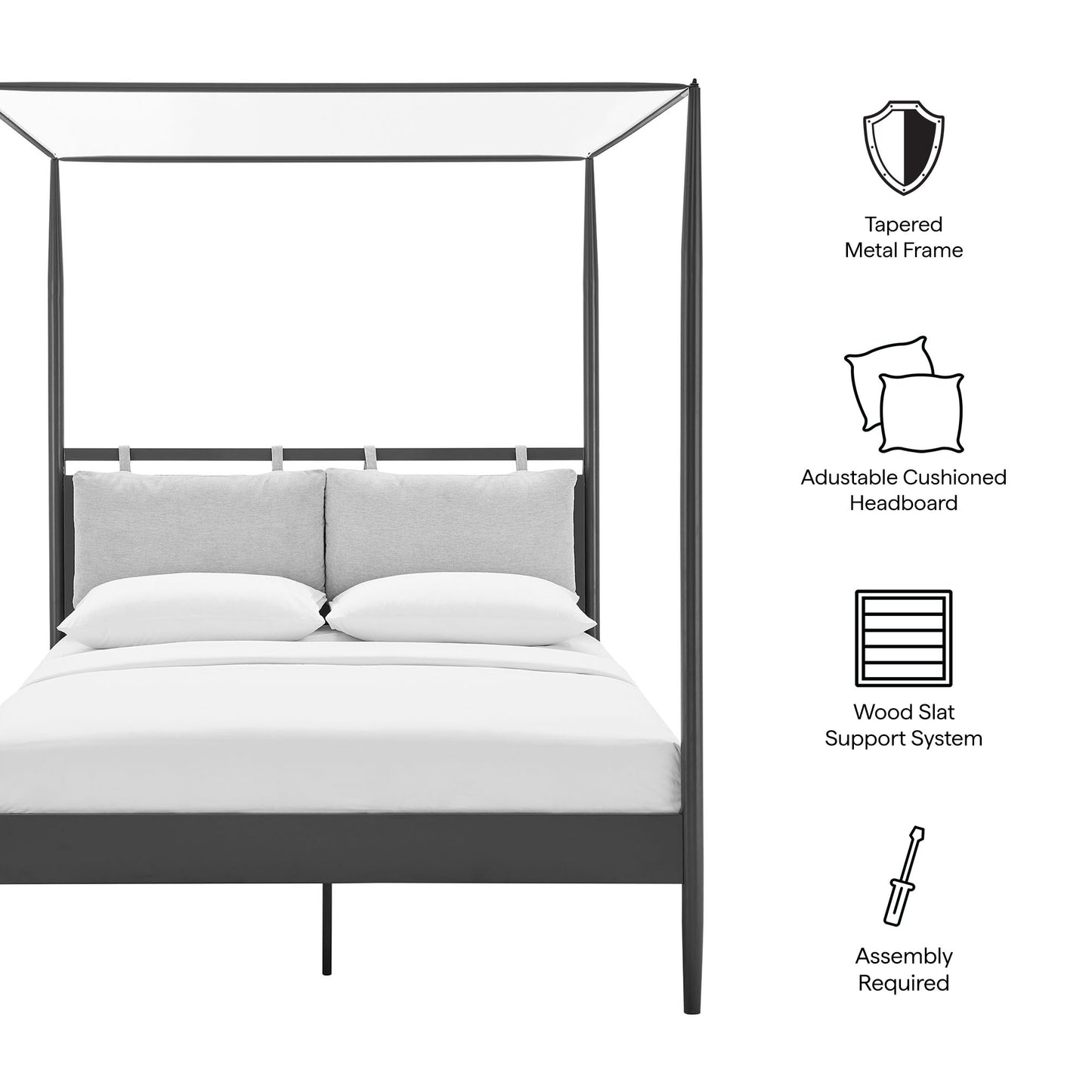 Marlowe 4-Poster Canopy Metal Queen Platform Bed by Modway | Beds | Modishstore - 9
