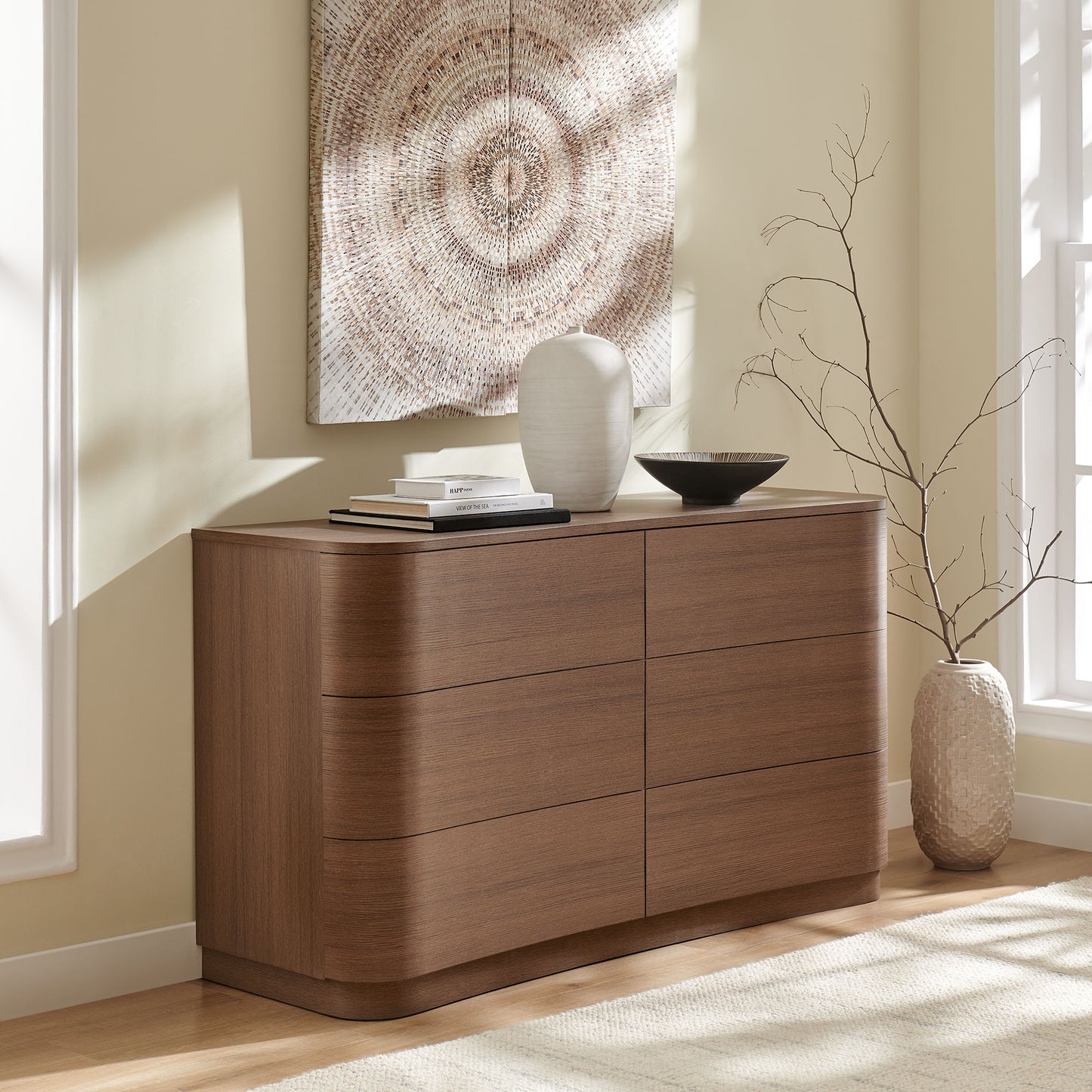 Mirae 6-Drawer Curved Dresser by Modway