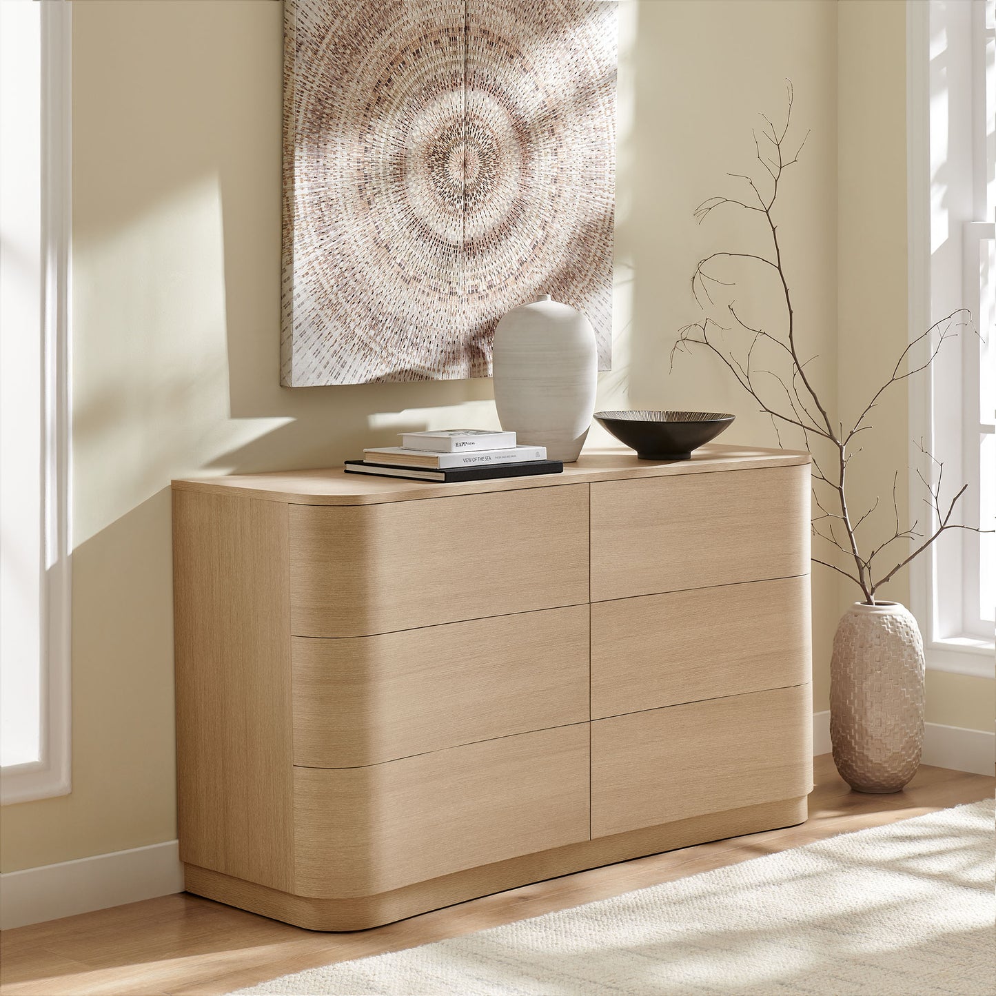 Mirae 6-Drawer Curved Dresser by Modway