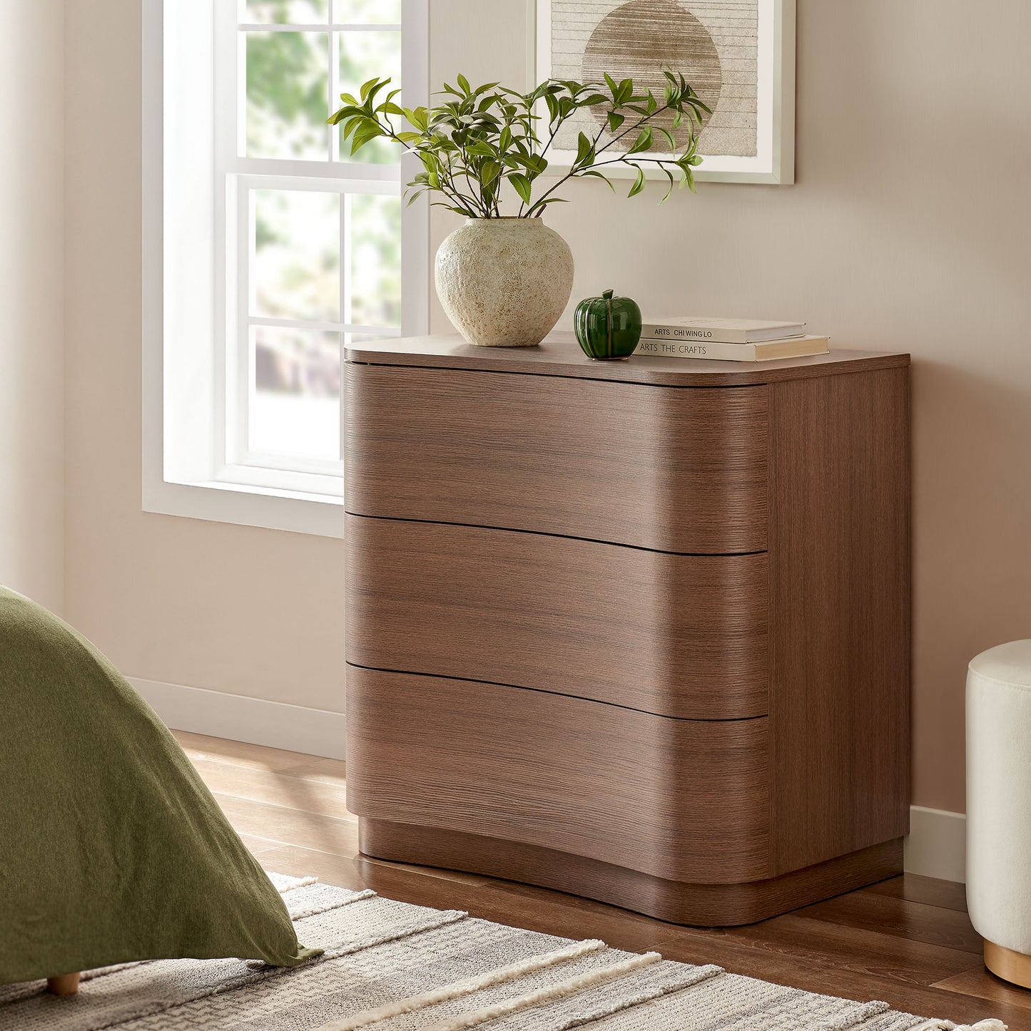 Mirae 3-Drawer Curved Compact Dresser by Modway