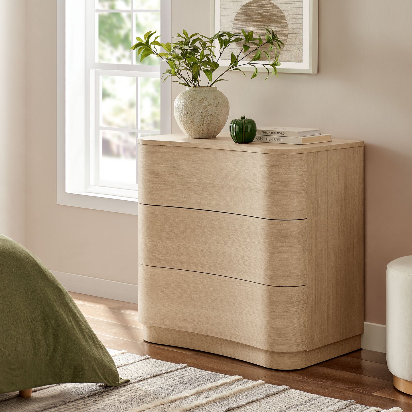 Mirae 3-Drawer Curved Compact Dresser by Modway