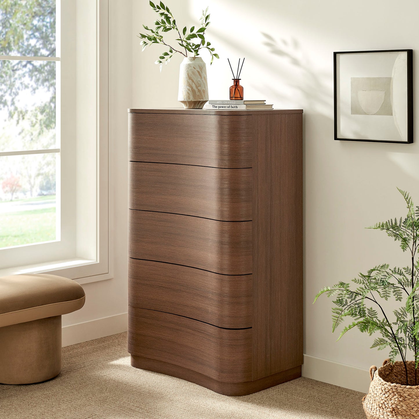 Mirae 5-Drawer Curved Dresser Chest of Drawers by Modway
