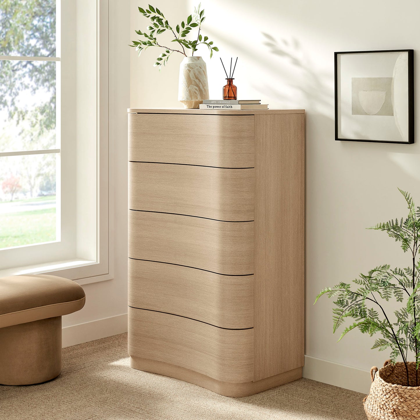 Mirae 5-Drawer Curved Dresser Chest of Drawers by Modway