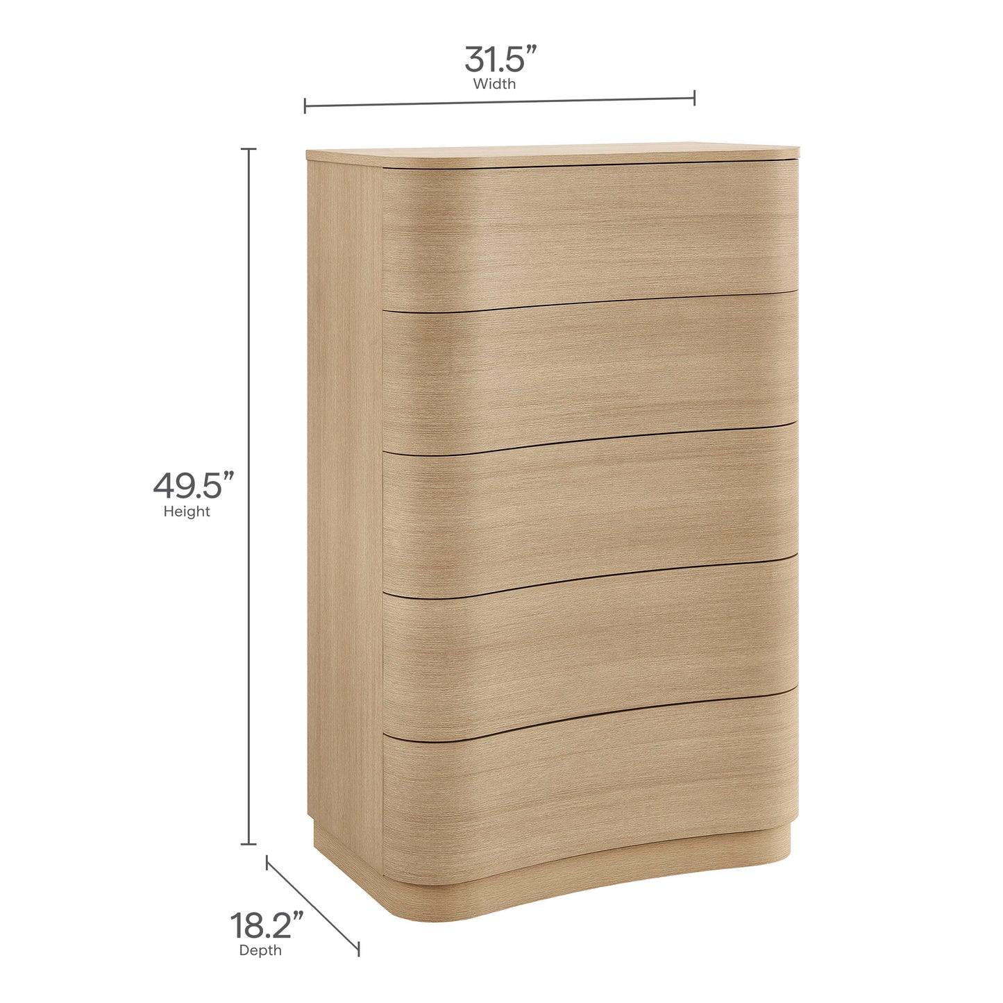 Mirae 5-Drawer Curved Dresser Chest of Drawers by Modway
