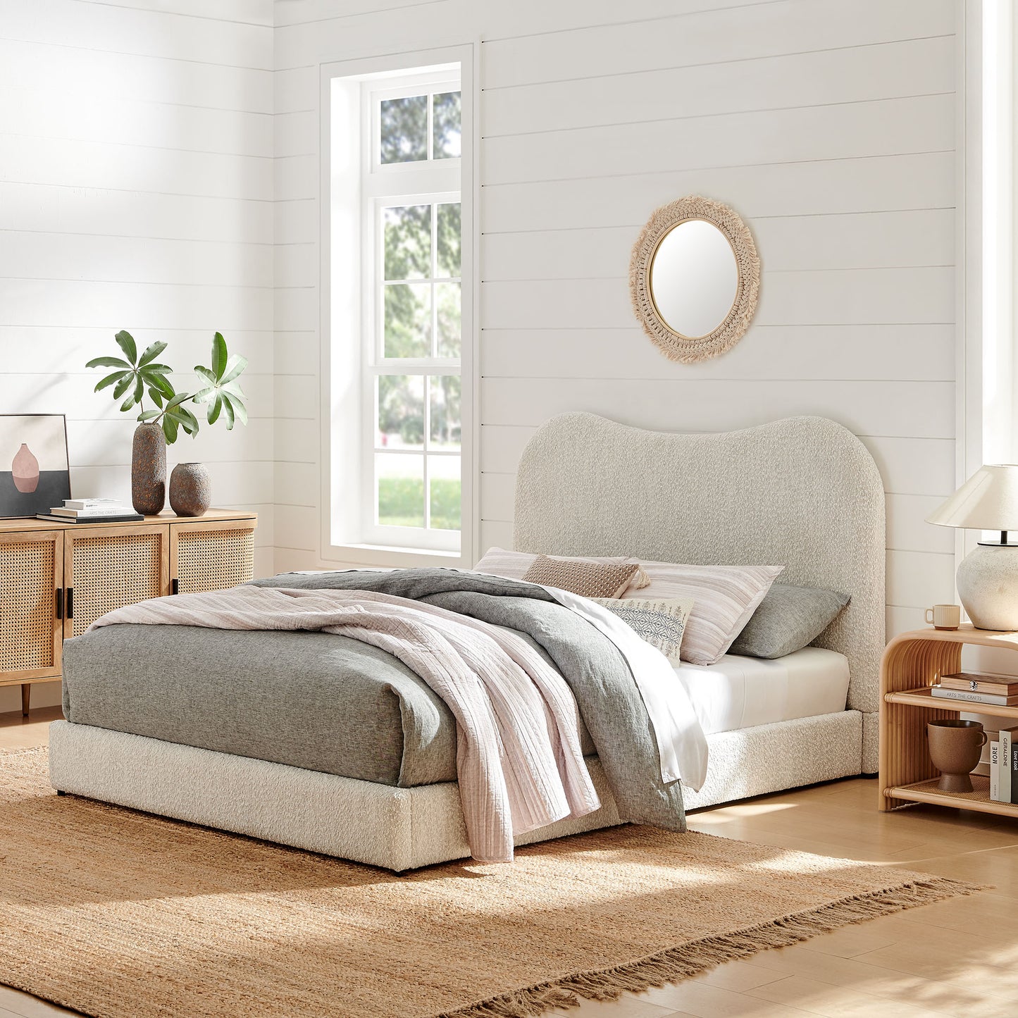 Seluna Boucle Queen Platform Bed by Modway | Beds | Modishstore - 1