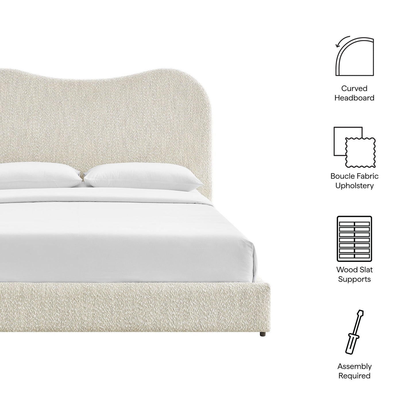 Seluna Boucle Queen Platform Bed by Modway | Beds | Modishstore - 9