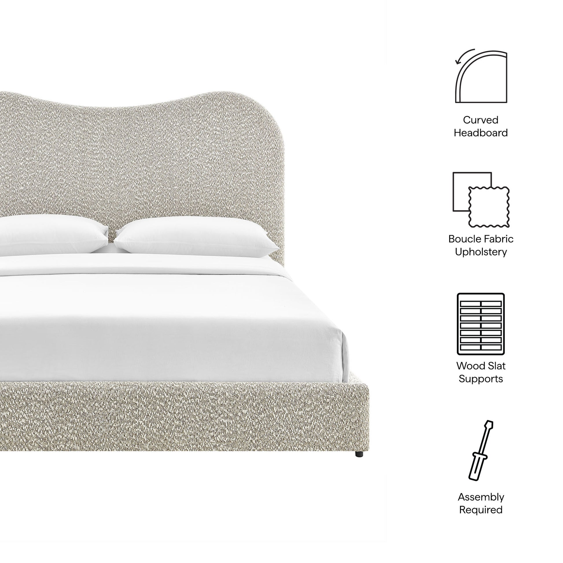 Seluna Boucle Queen Platform Bed by Modway | Beds | Modishstore - 20