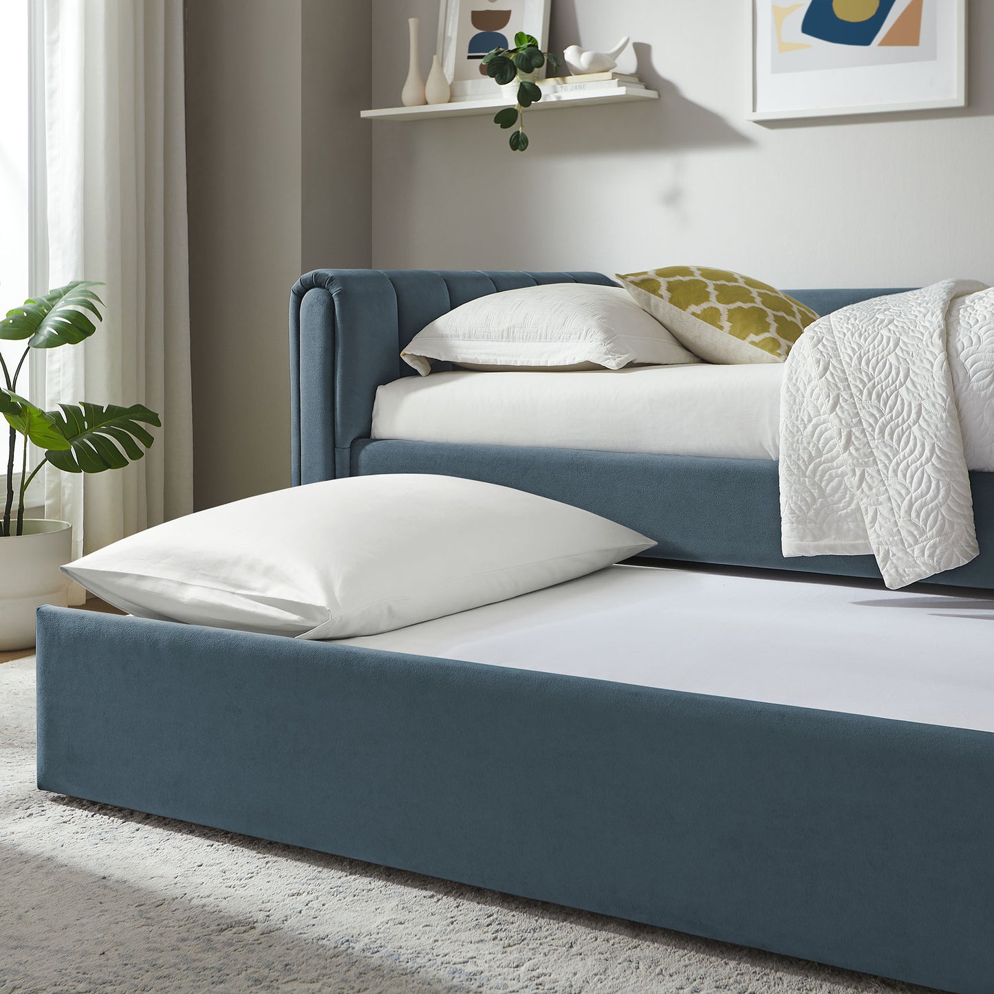 Veyla Channel Tufted Performance Velvet Twin Daybed With Trundle by Modway | Beds | Modishstore - 5
