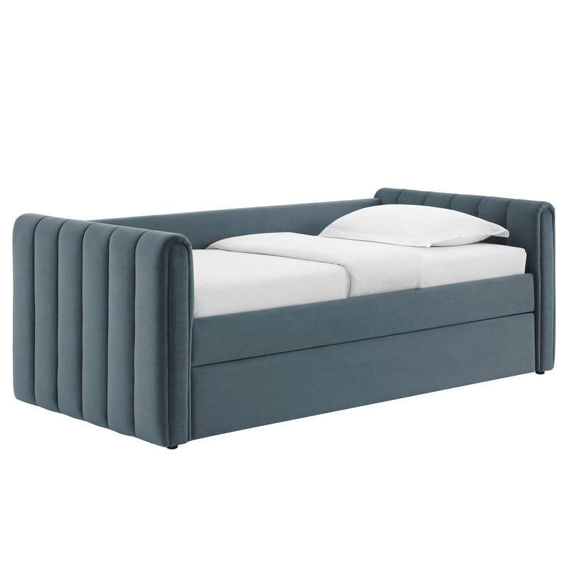 Veyla Channel Tufted Performance Velvet Twin Daybed With Trundle by Modway | Beds | Modishstore - 2