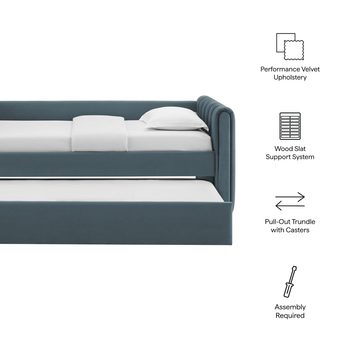 Veyla Channel Tufted Performance Velvet Twin Daybed With Trundle by Modway | Beds | Modishstore - 15