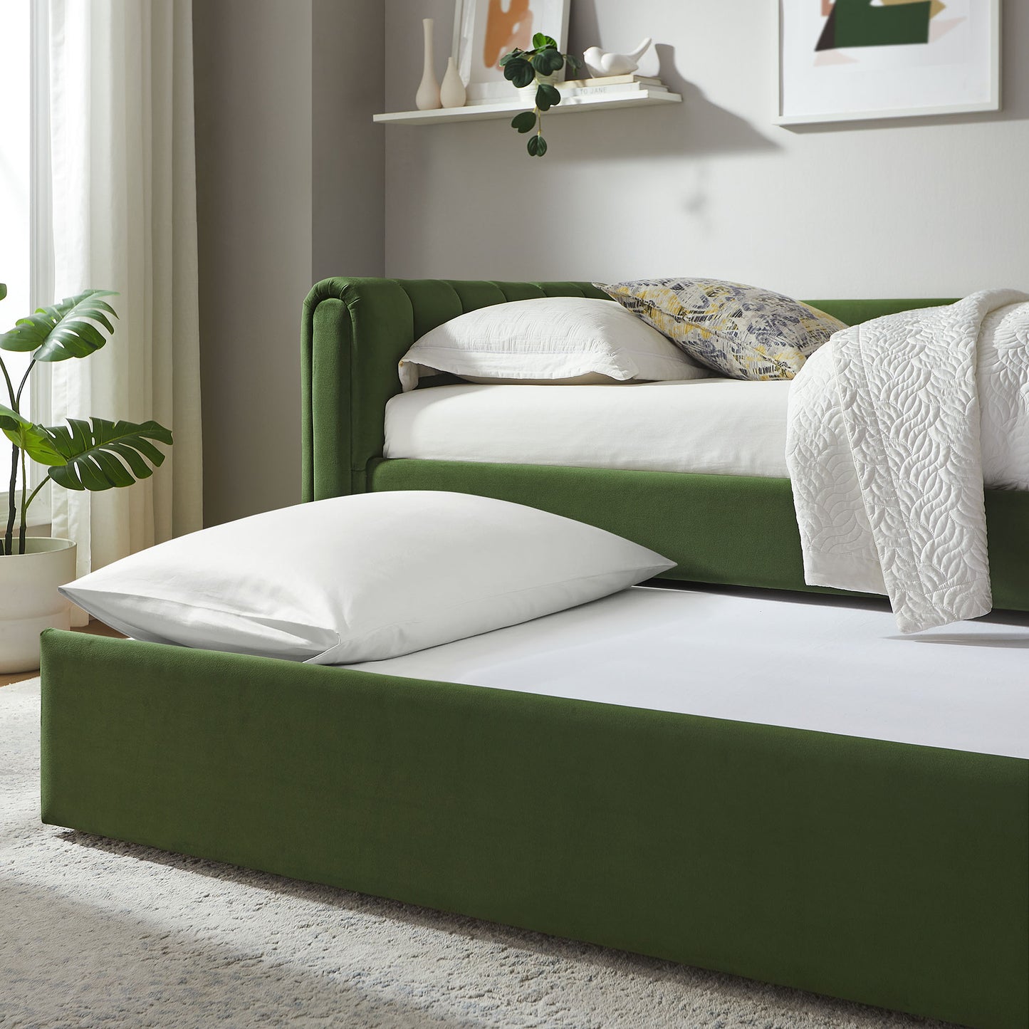 Veyla Channel Tufted Performance Velvet Twin Daybed With Trundle by Modway | Beds | Modishstore - 20
