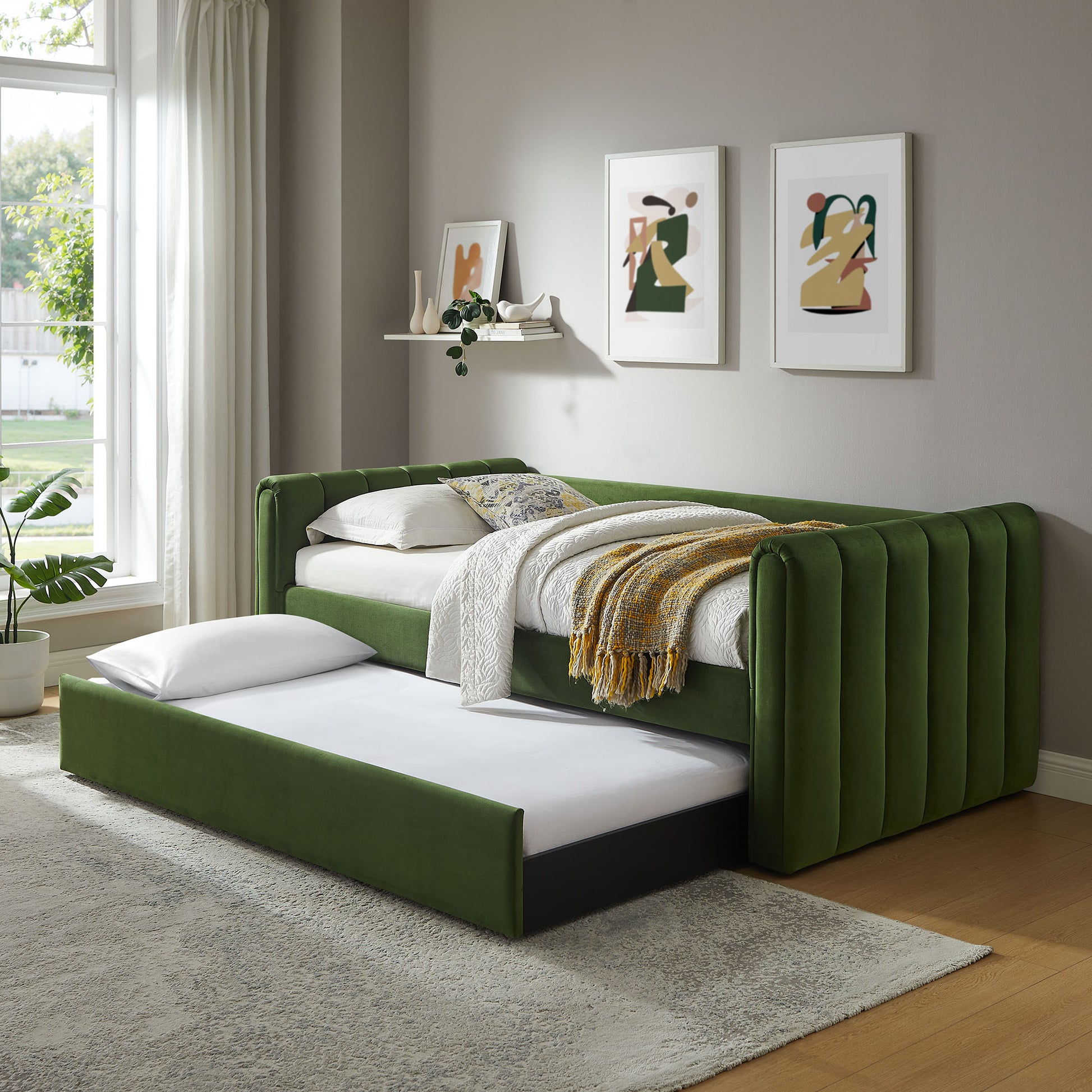 Veyla Channel Tufted Performance Velvet Twin Daybed With Trundle by Modway | Beds | Modishstore - 22