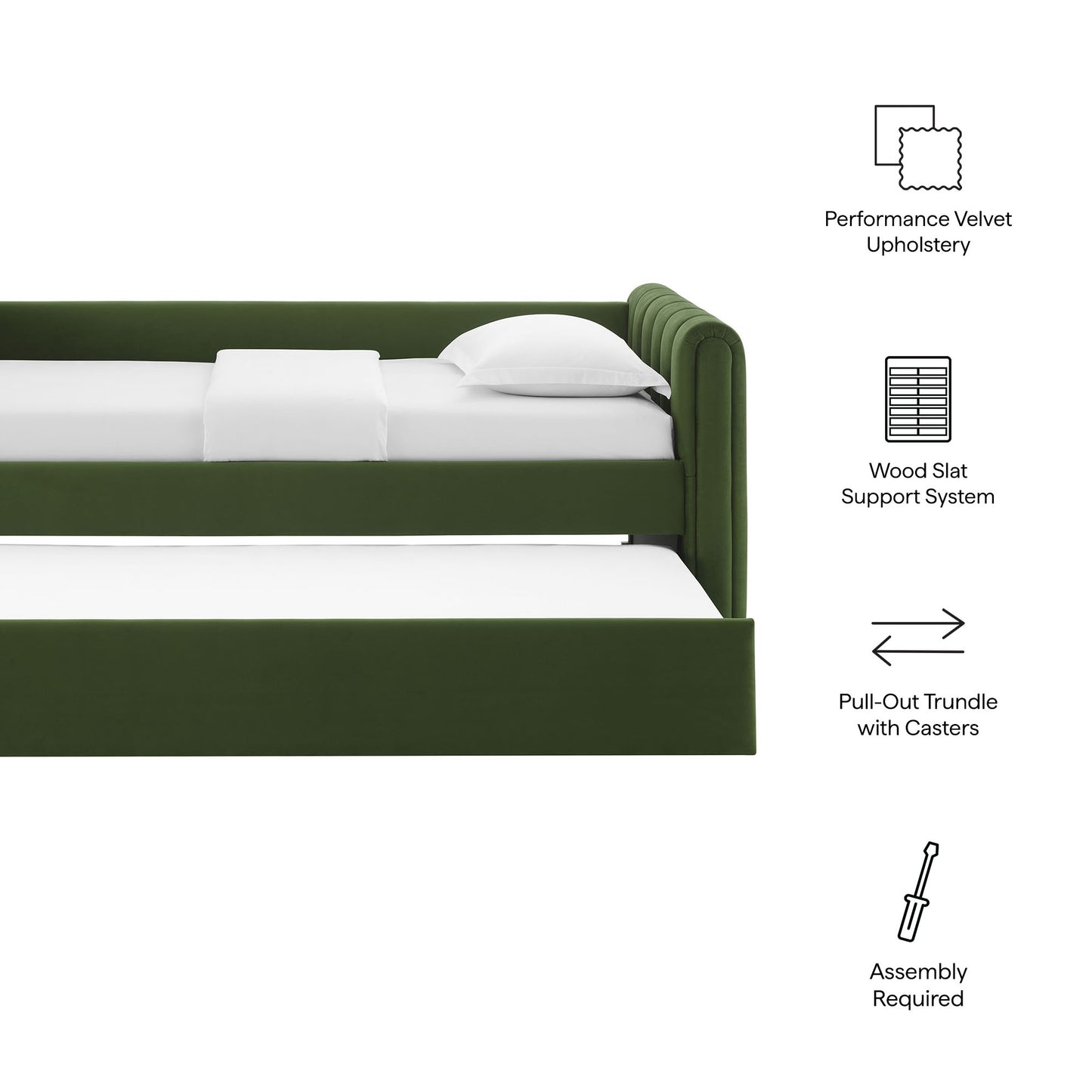 Veyla Channel Tufted Performance Velvet Twin Daybed With Trundle by Modway | Beds | Modishstore - 31