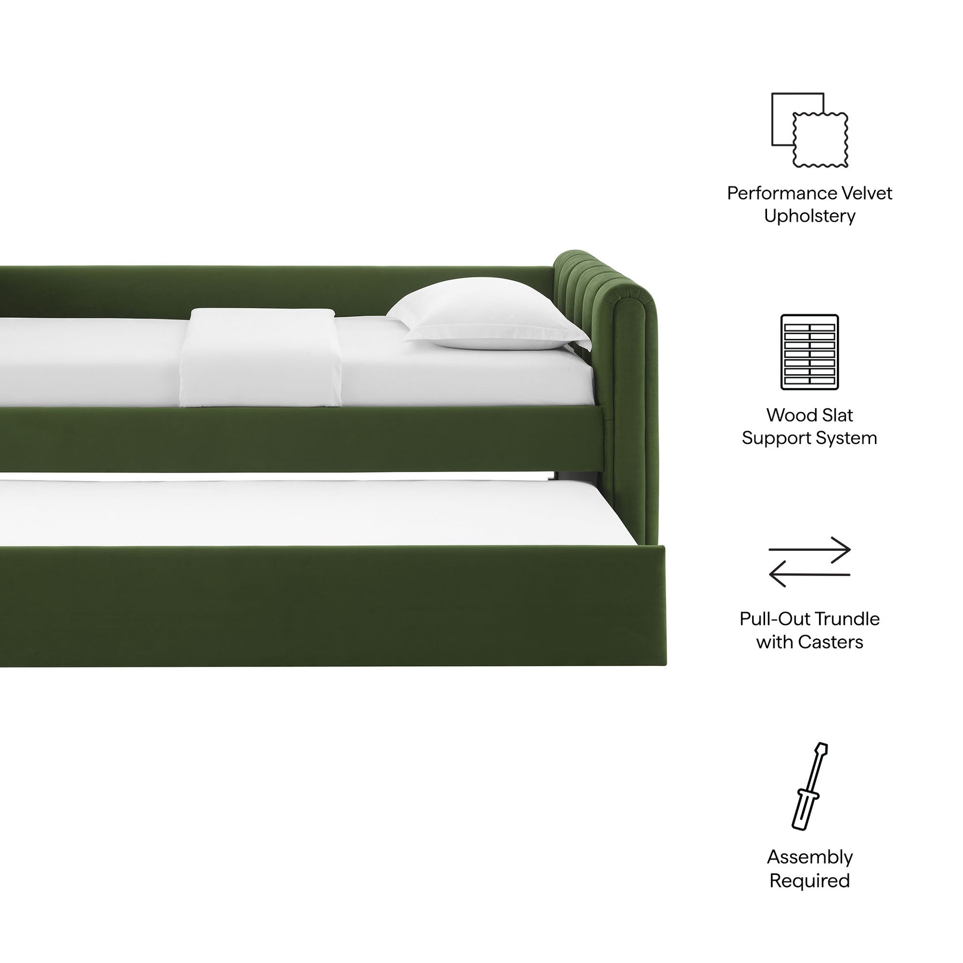 Veyla Channel Tufted Performance Velvet Twin Daybed With Trundle by Modway | Beds | Modishstore - 31
