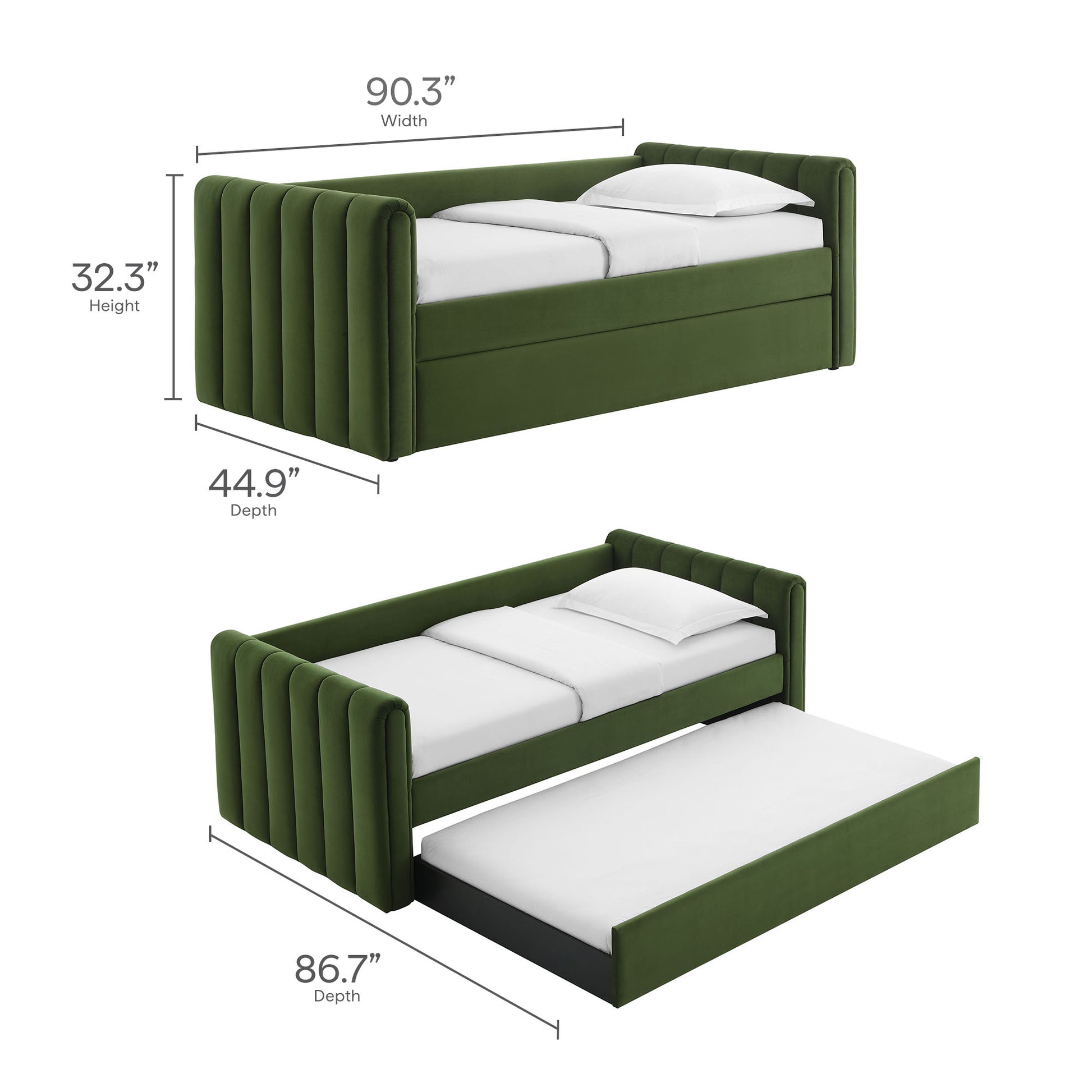 Veyla Channel Tufted Performance Velvet Twin Daybed With Trundle by Modway | Beds | Modishstore - 32