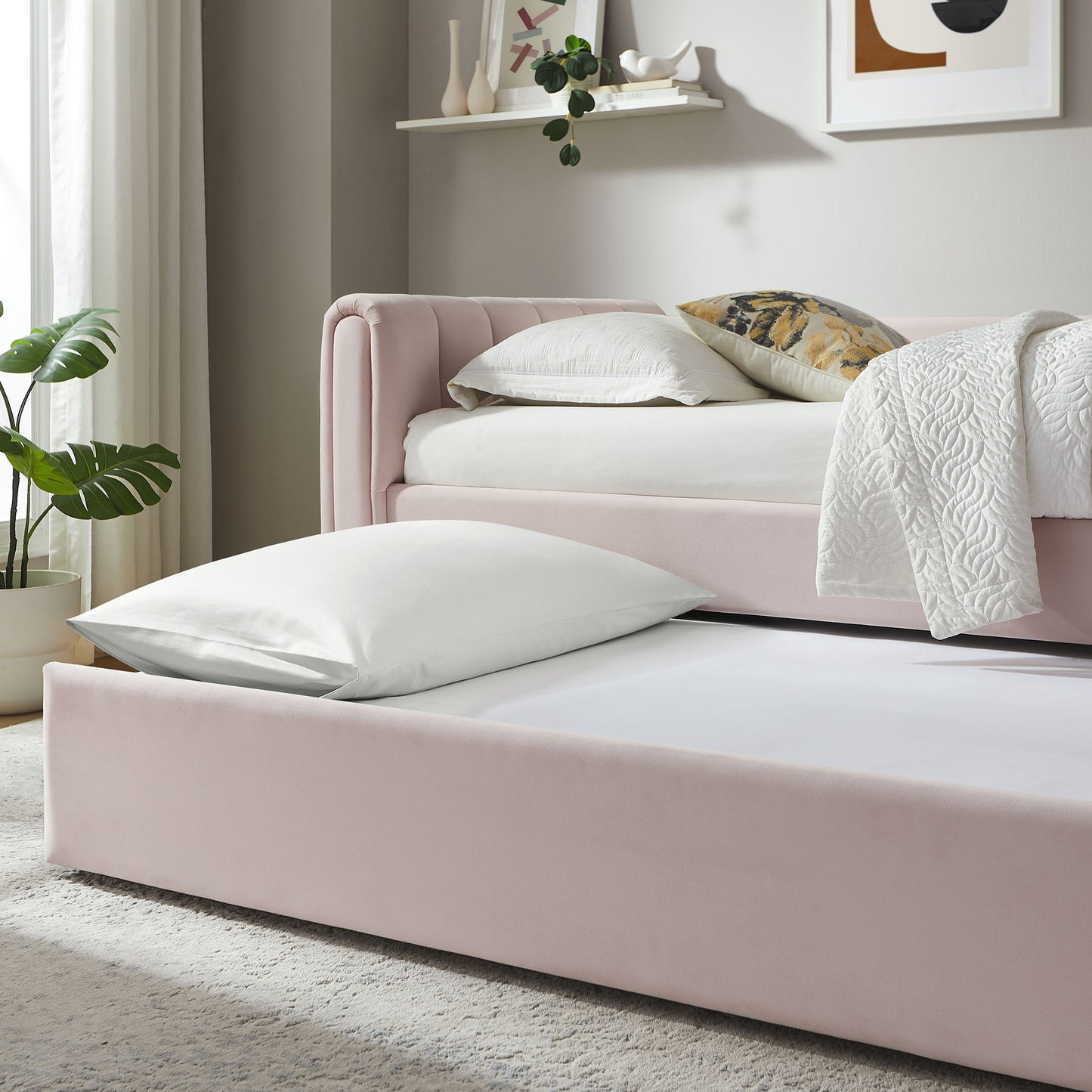 Veyla Channel Tufted Performance Velvet Twin Daybed With Trundle by Modway | Beds | Modishstore - 36