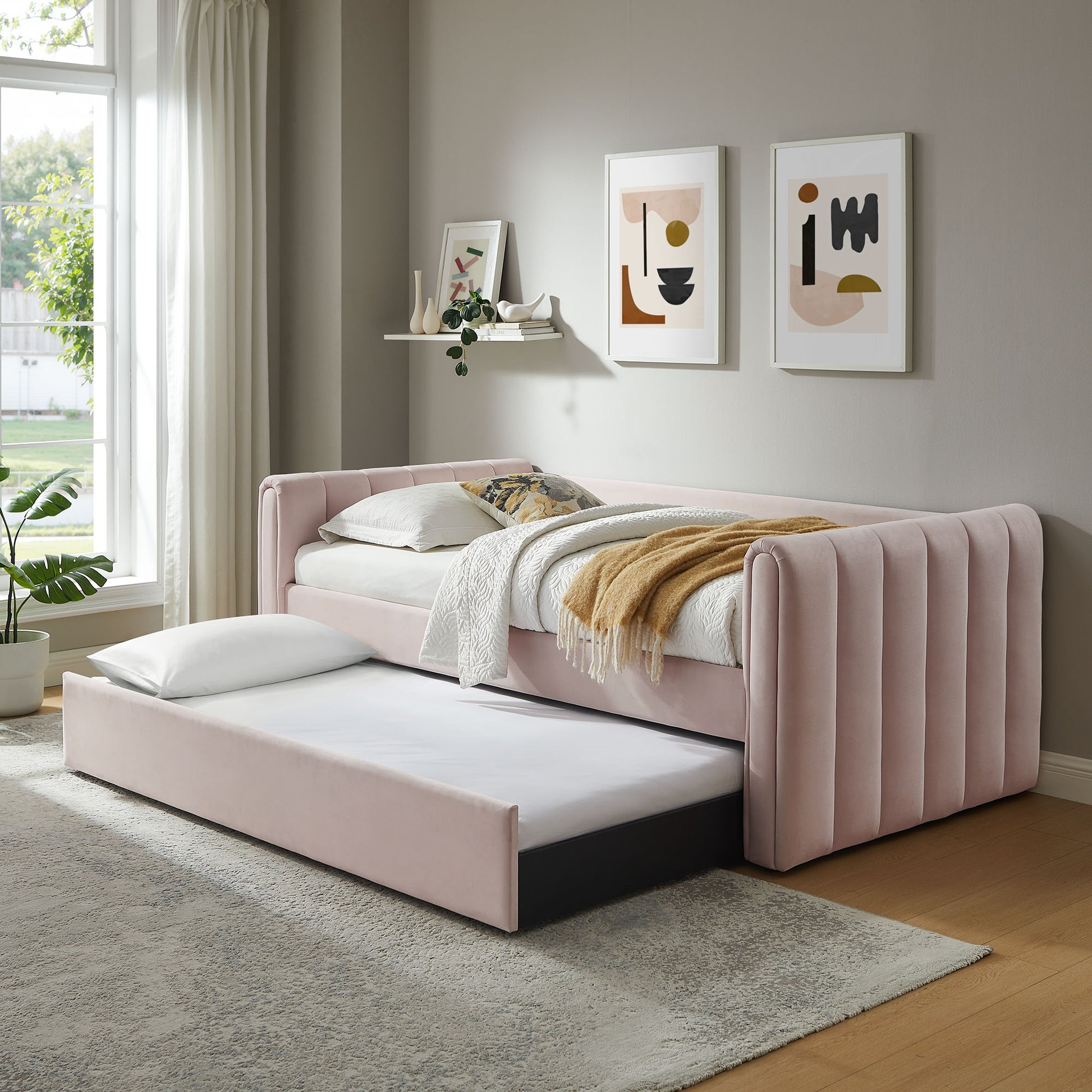 Veyla Channel Tufted Performance Velvet Twin Daybed With Trundle by Modway | Beds | Modishstore - 38