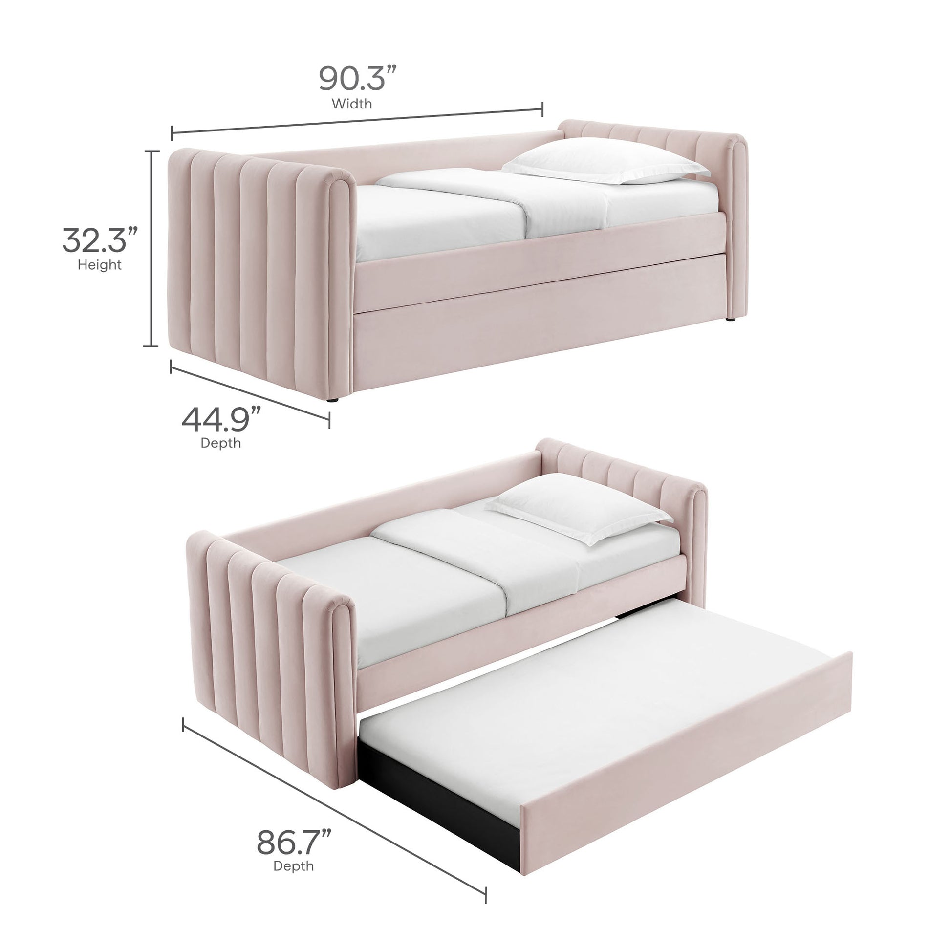 Veyla Channel Tufted Performance Velvet Twin Daybed With Trundle by Modway | Beds | Modishstore - 48