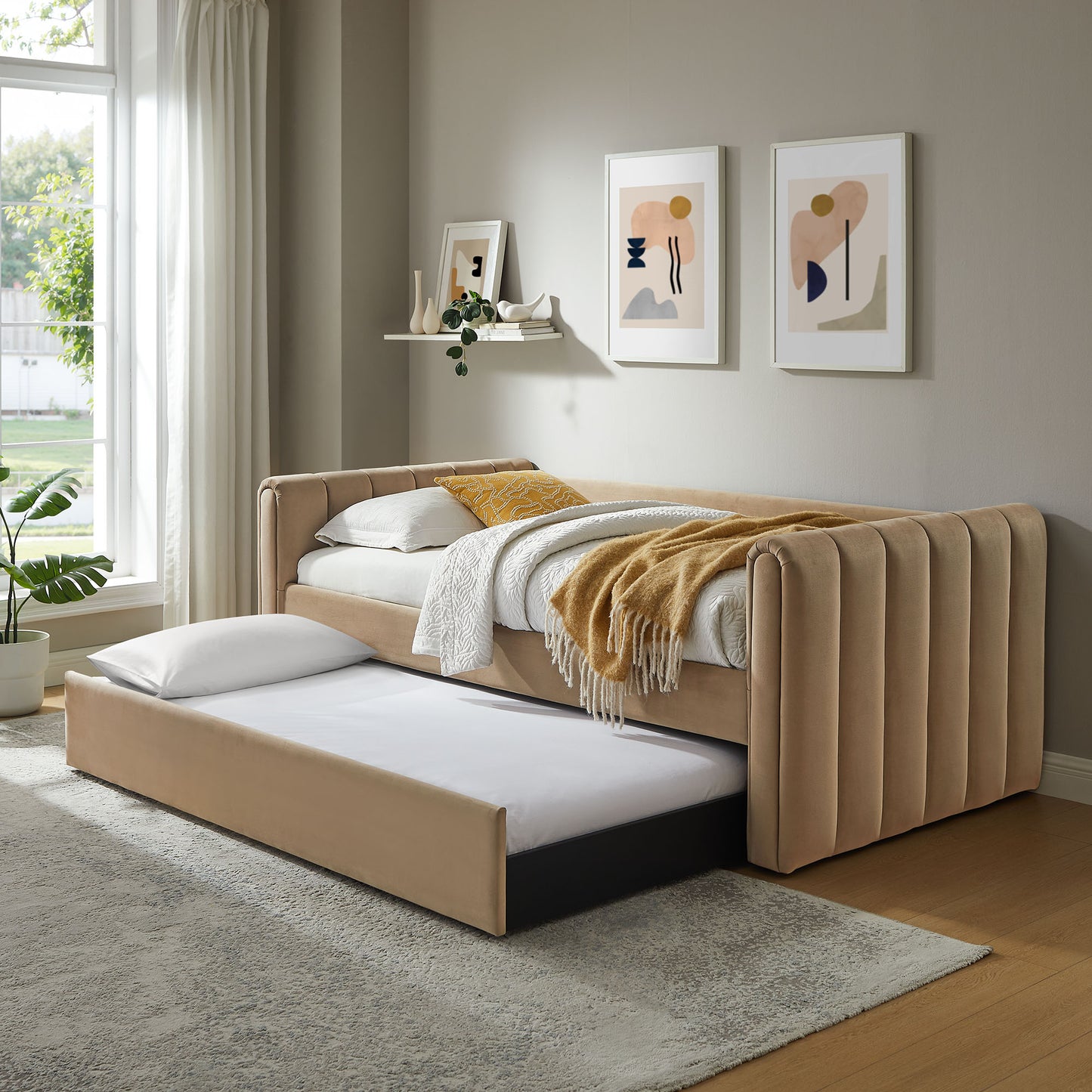 Veyla Channel Tufted Performance Velvet Twin Daybed With Trundle by Modway | Beds | Modishstore - 54