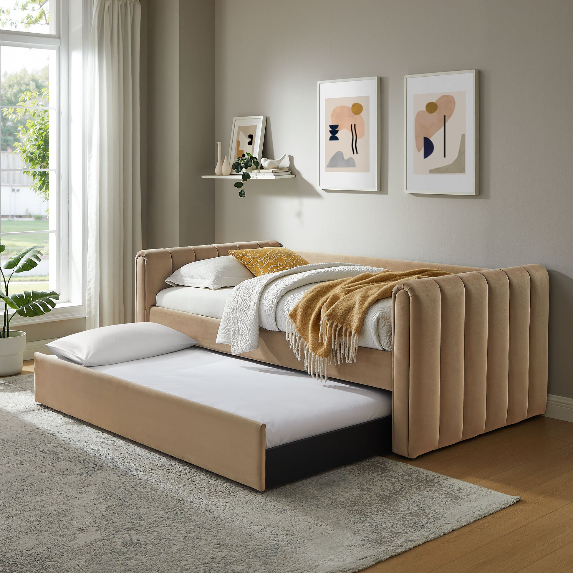 Veyla Channel Tufted Performance Velvet Twin Daybed With Trundle by Modway | Beds | Modishstore - 54