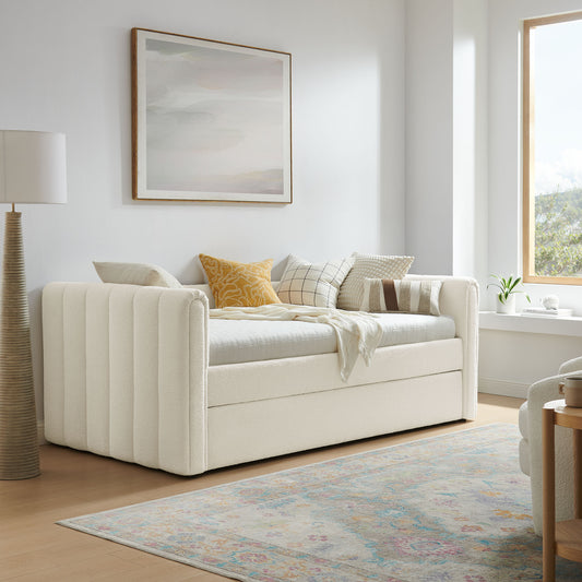 Veyla Channel Tufted Boucle Twin Daybed With Trundle by Modway | Beds | Modishstore - 1