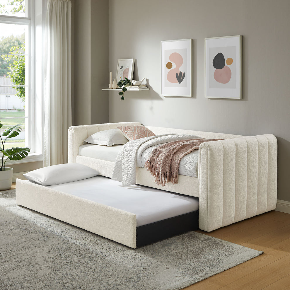 Veyla Channel Tufted Boucle Twin Daybed With Trundle by Modway | Beds | Modishstore - 6